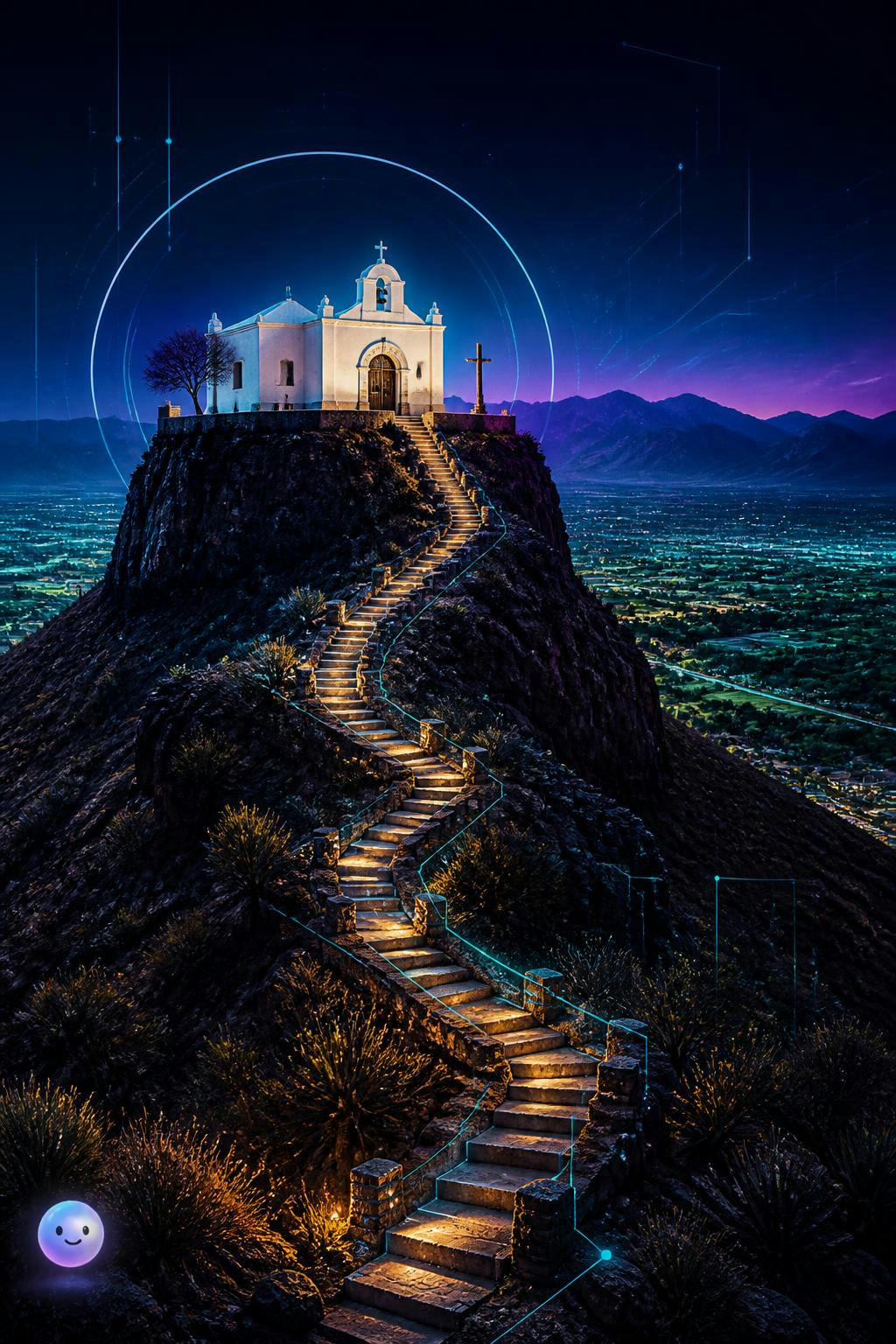 Resulta que esa capilla de Parras corona un volcán con forma de sombrero.