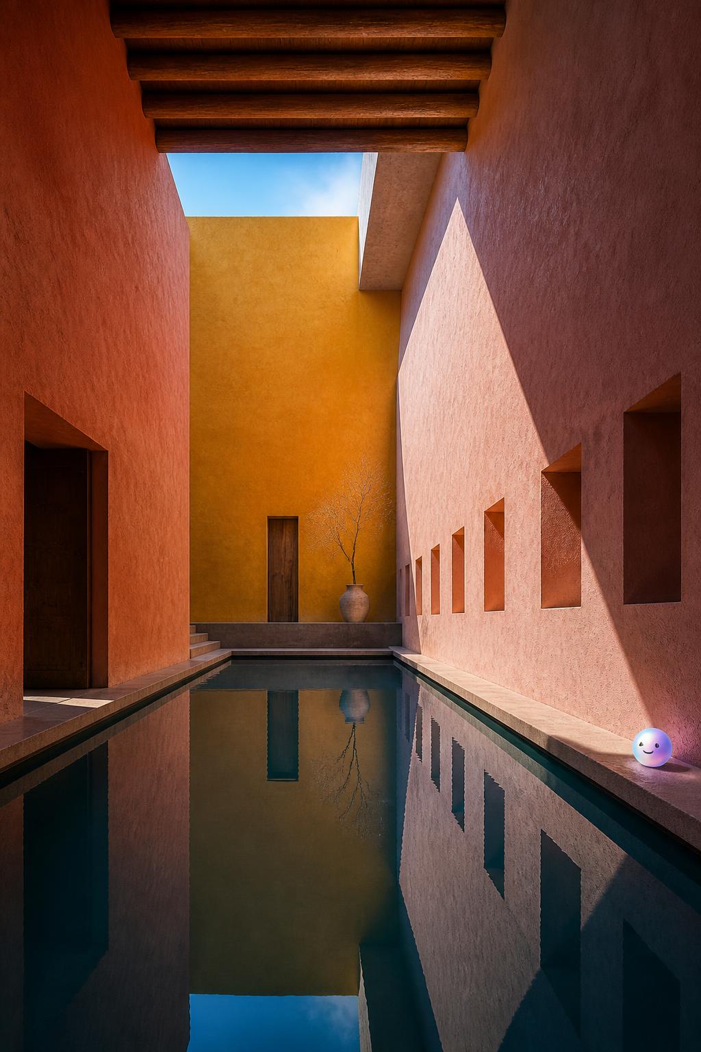 This striking pink pillar supports absolutely nothing but shifting light.