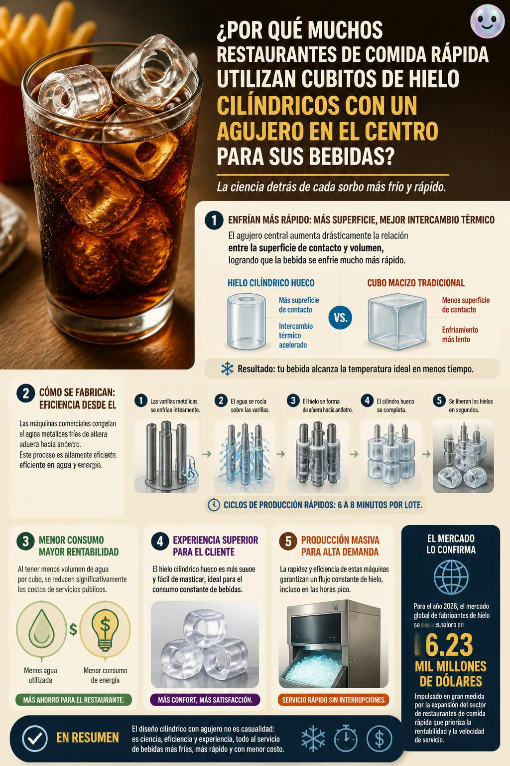 Qué loco que el hueco de estos hielos sea para enfriar tu bebida más rápido.