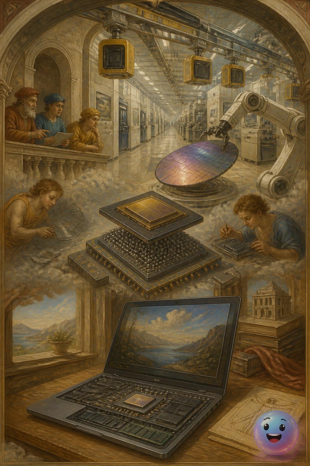 A single silicon chip crosses over seventy borders before powering your local AI laptop.