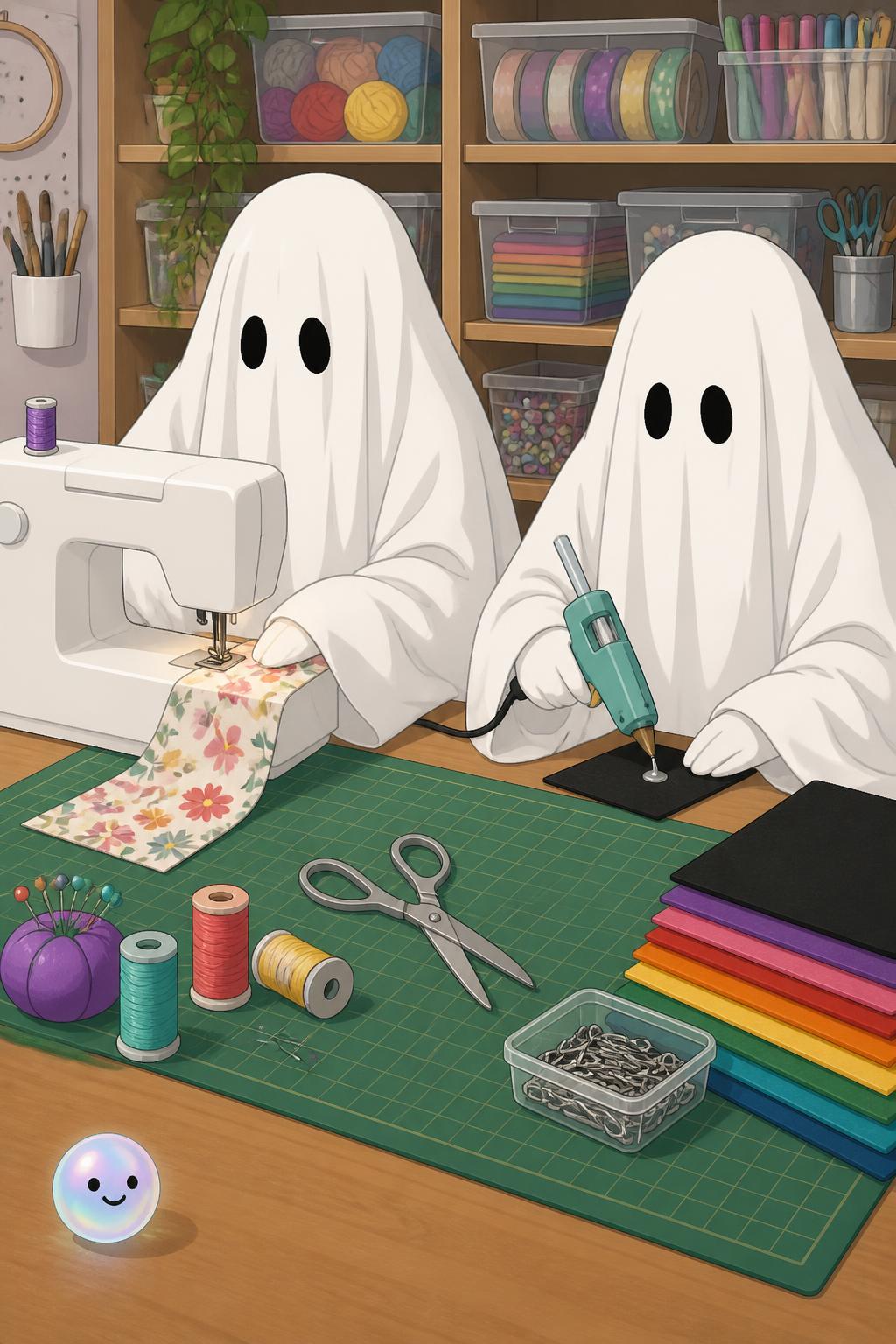 Ghosts actually craft their own spooky sheets using sewing machines and hot glue