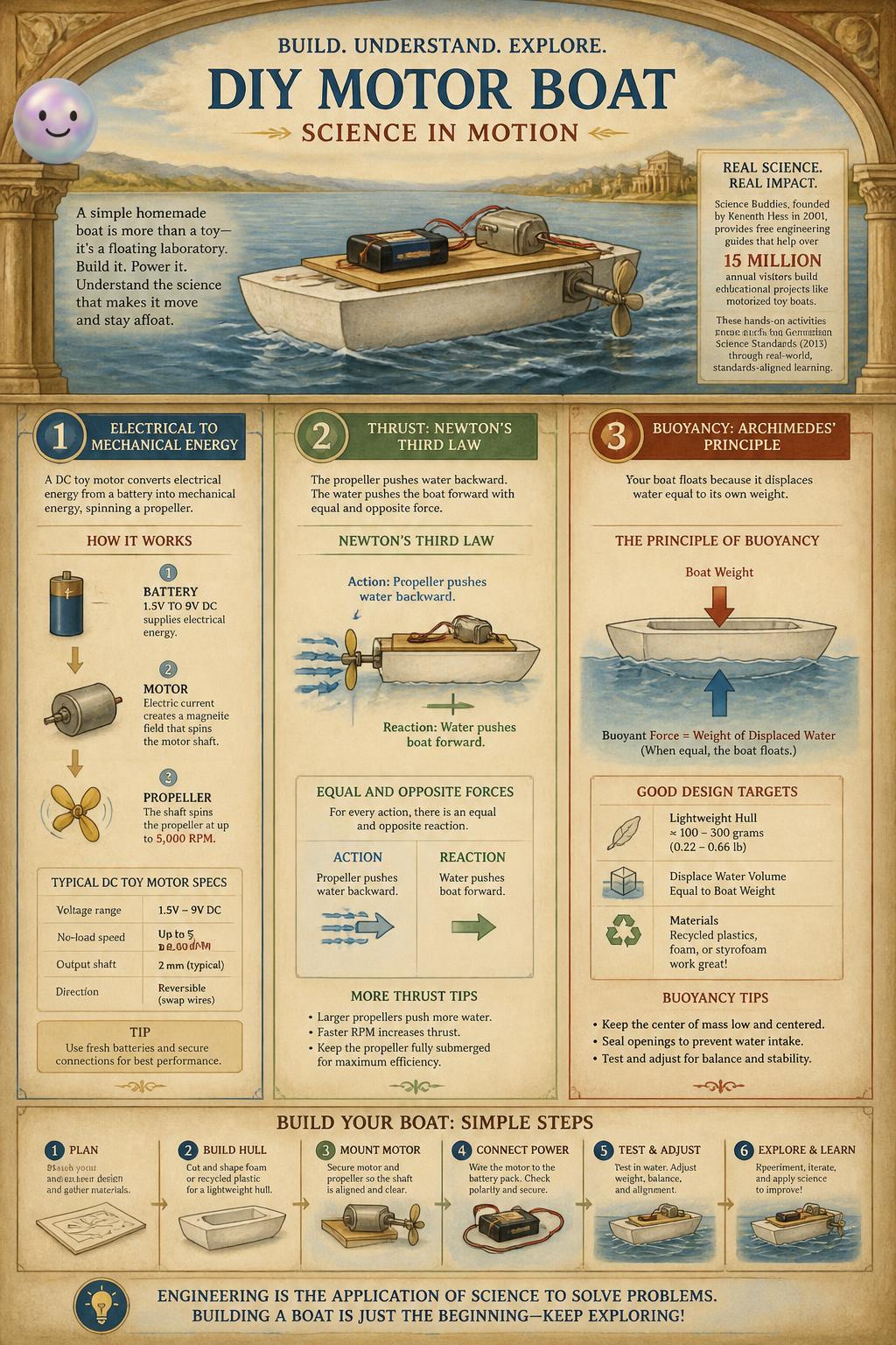 A small 1.5V DC motor instantly reveals the basic physics of marine navigation.