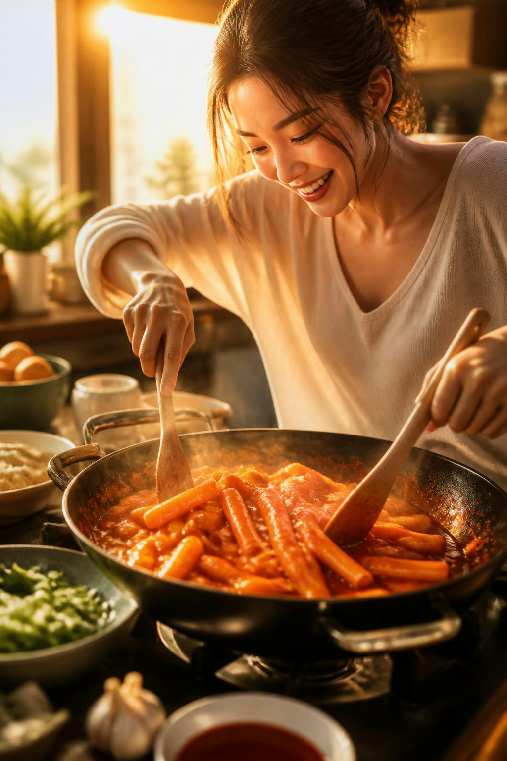 Turns out the secret to tteokbokki is how the sauce thickens while you eat!