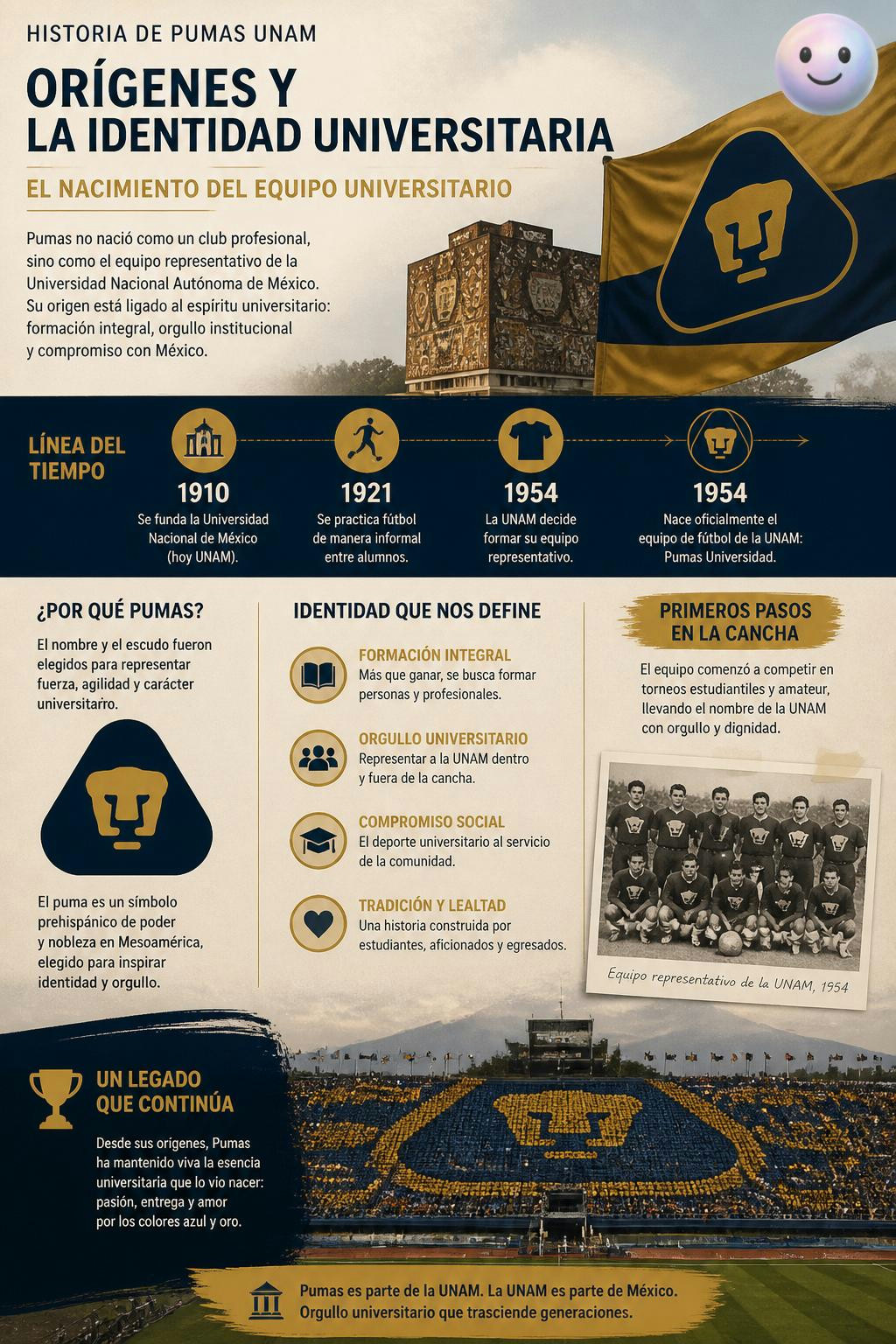 La mística de Pumas surgió en las aulas mucho antes que en la cancha.