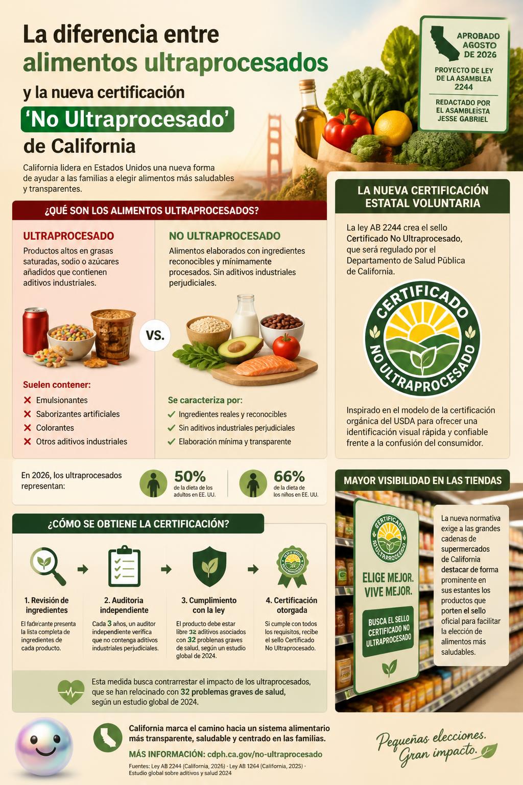 La nueva certificación de California ayuda a identificar los alimentos libres de ingredientes ultraprocesados