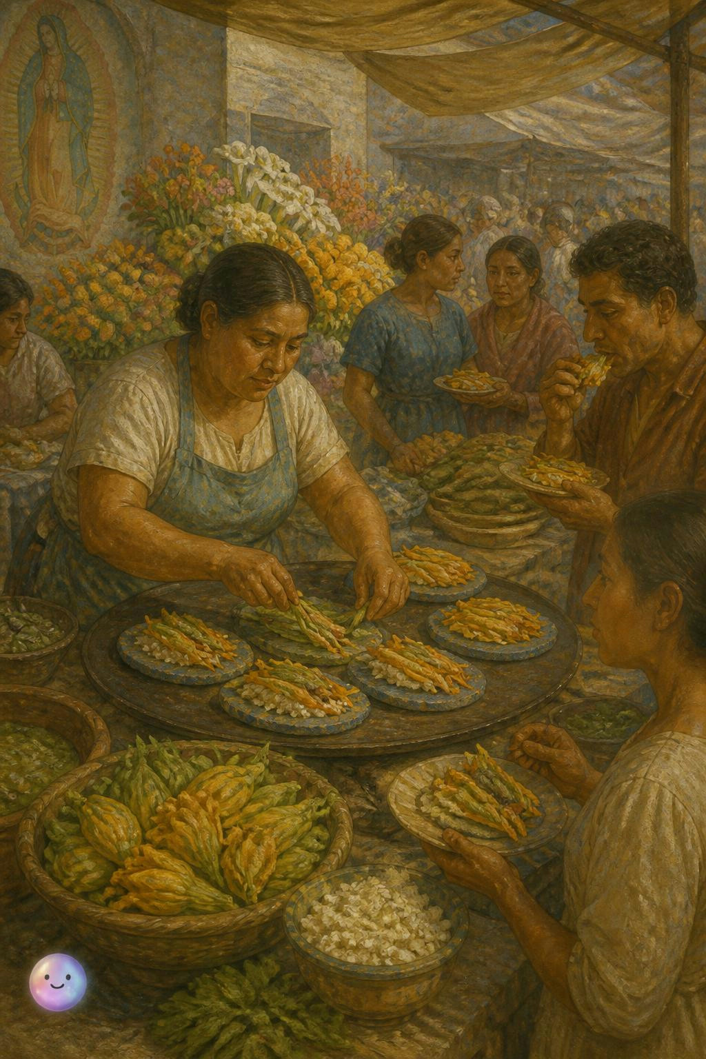 This flower market actually tops its street food with fresh blossoms!