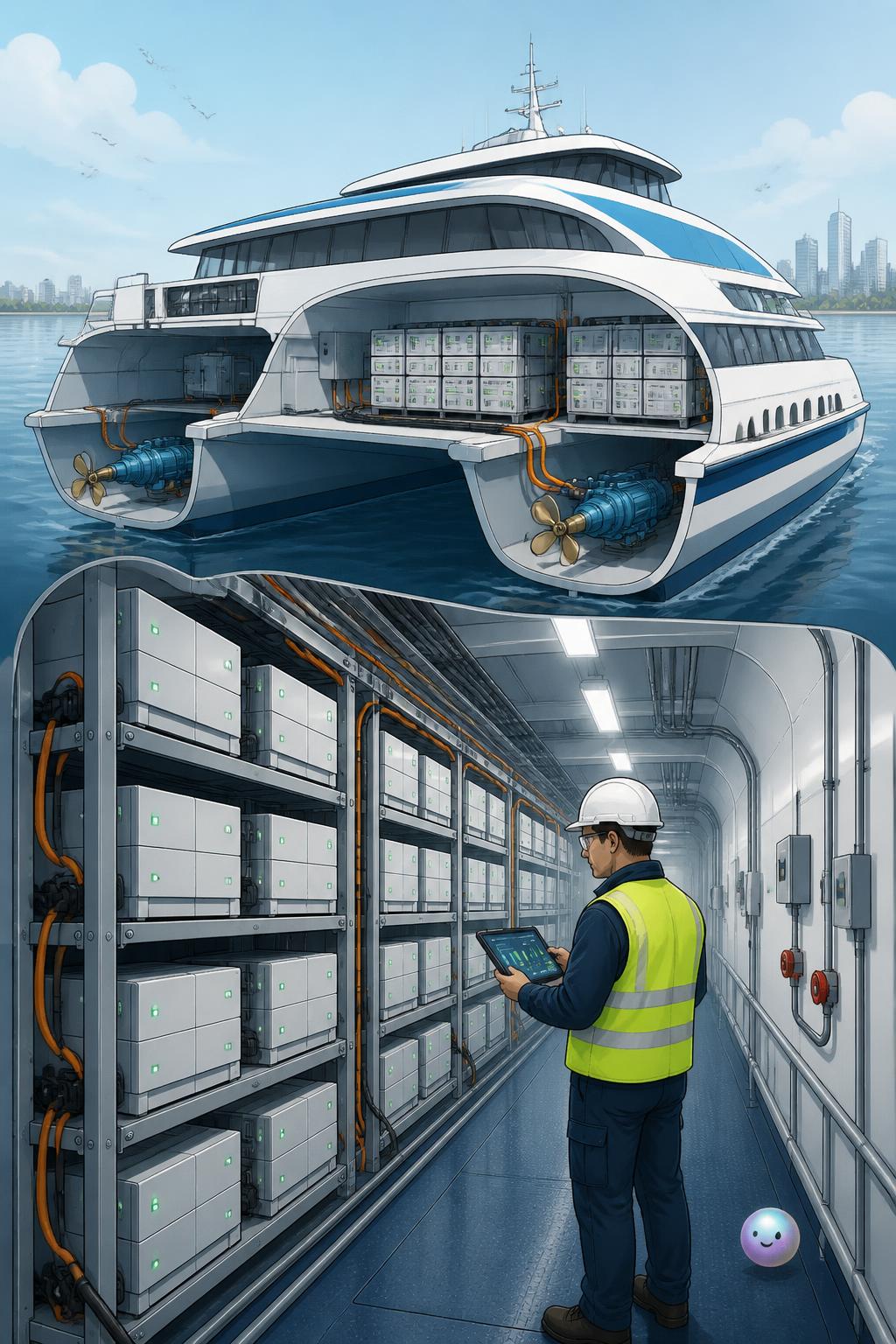 Giant modern ships now cross the sea powered entirely by massive electric batteries.