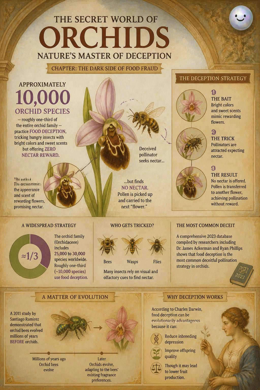 I had no idea 10,000 orchid species survive by basically catfishing bugs.