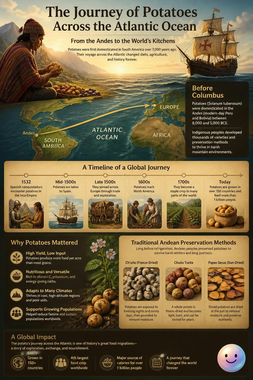 Ancient Andean freeze-drying is the secret to how potatoes crossed the ocean.