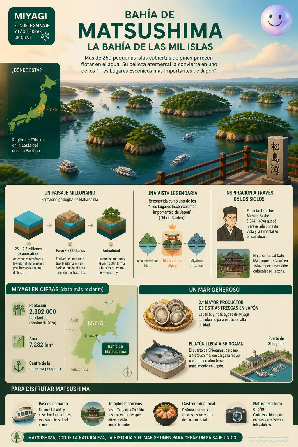 ¿Sabías que en Miyagi flotan más de 260 islas cubiertas de pinos?