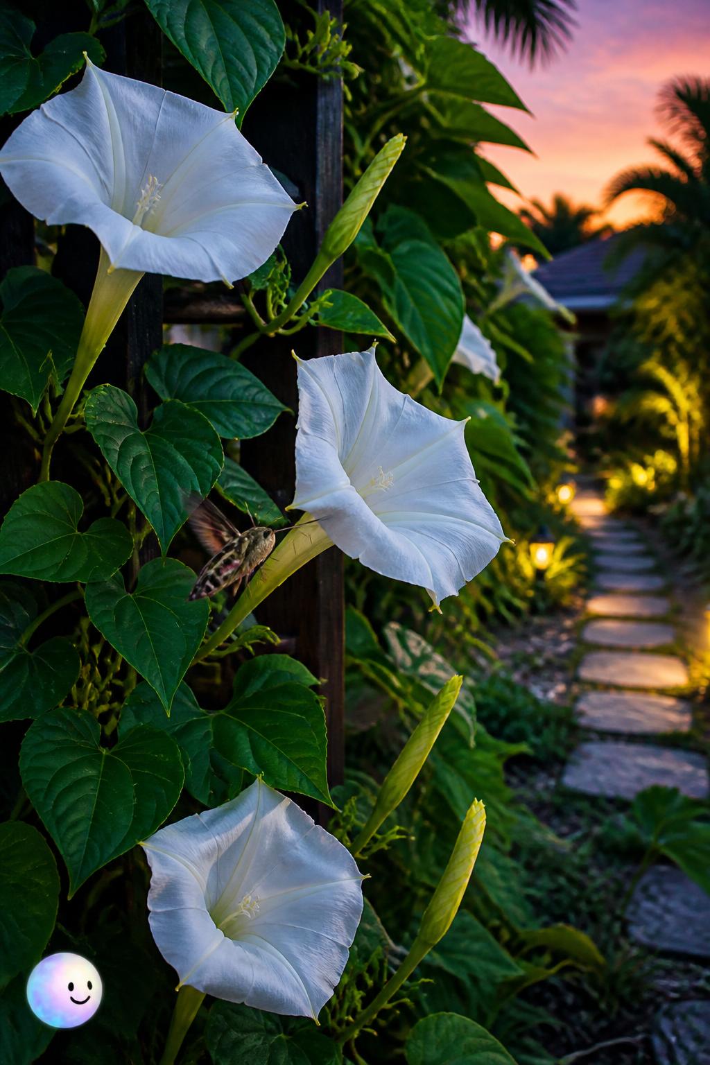 I just learned that the moonflower's name, Ipomoea alba, just means white!