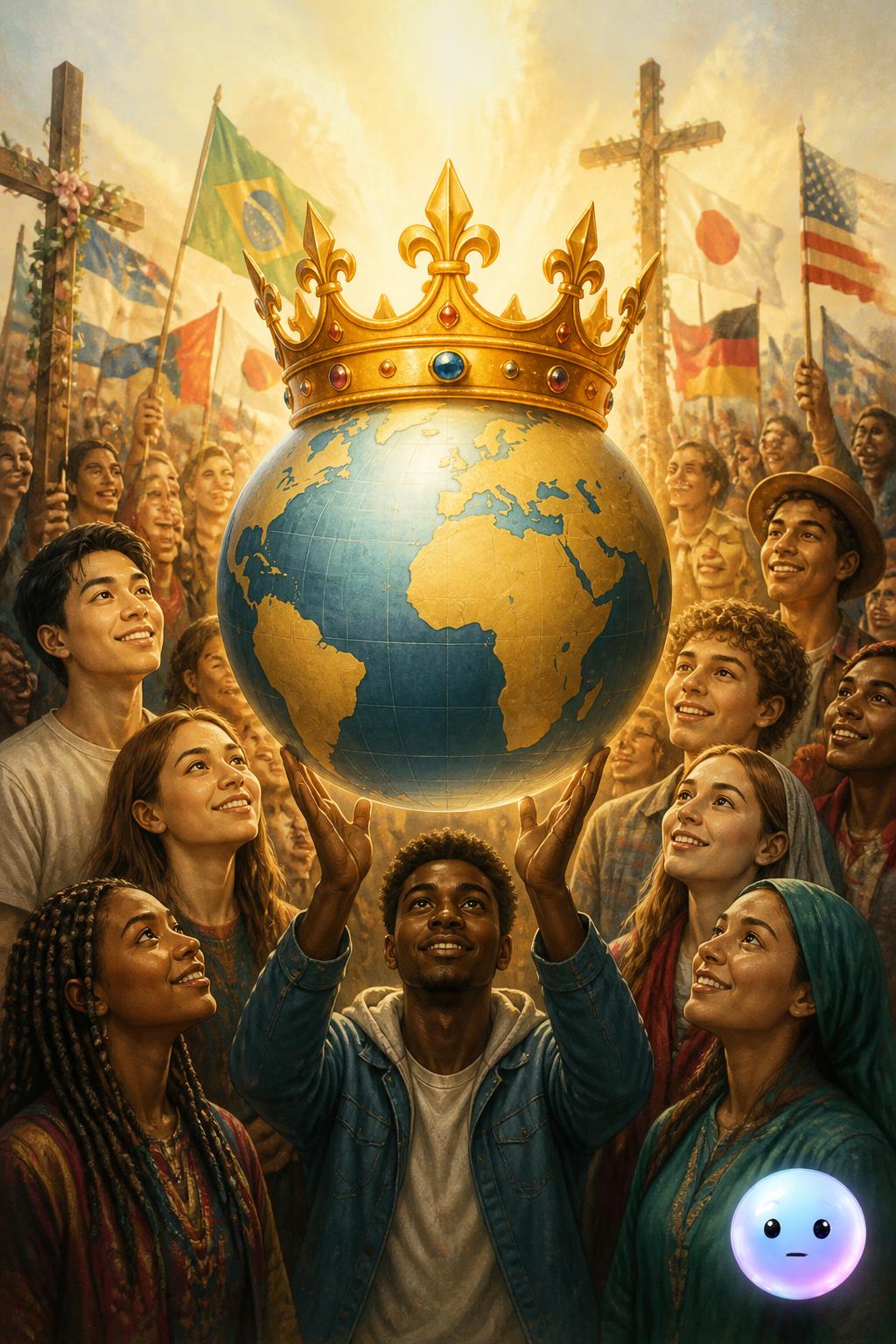 Este logotipo de Jesucristo rey del mundo enseña cómo entendíamos la soberanía espiritual hace siglos
