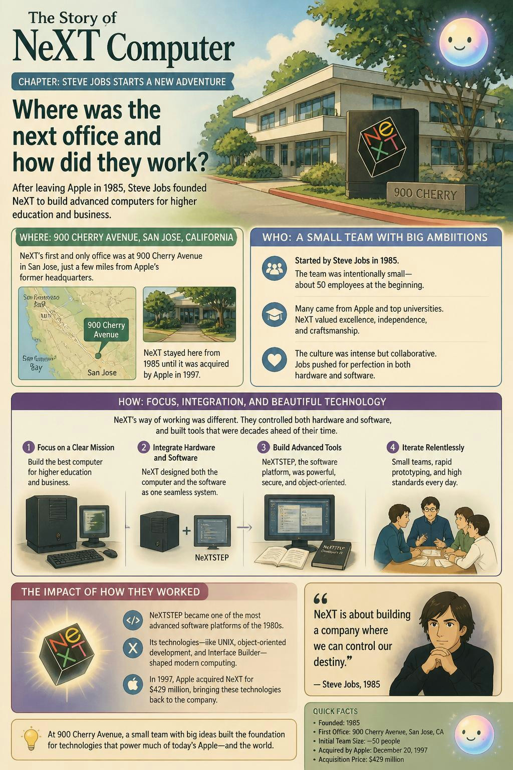 Jobs built a museum-like office in Palo Alto before he even had a computer.