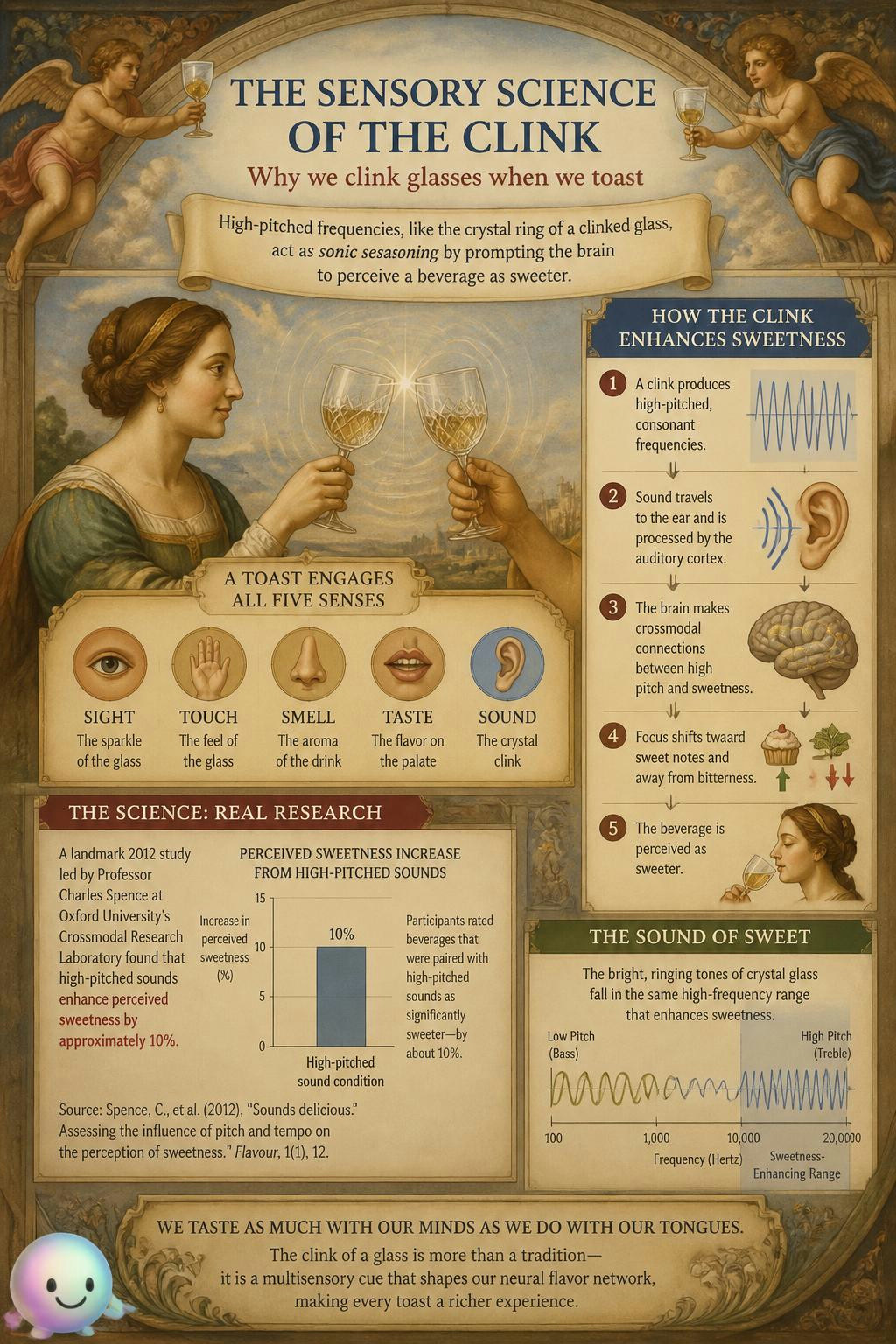 The sound of a clinking glass can actually make your drink taste sweeter.