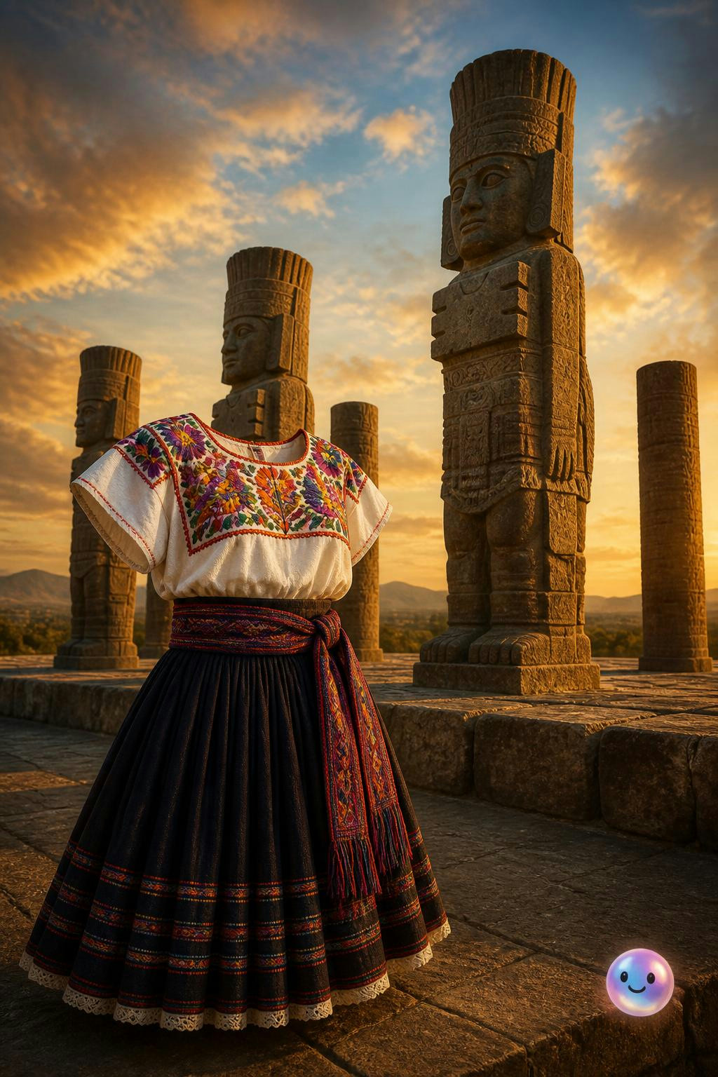Cada puntada de este traje típico cuenta secretos de los gigantes de piedra.
