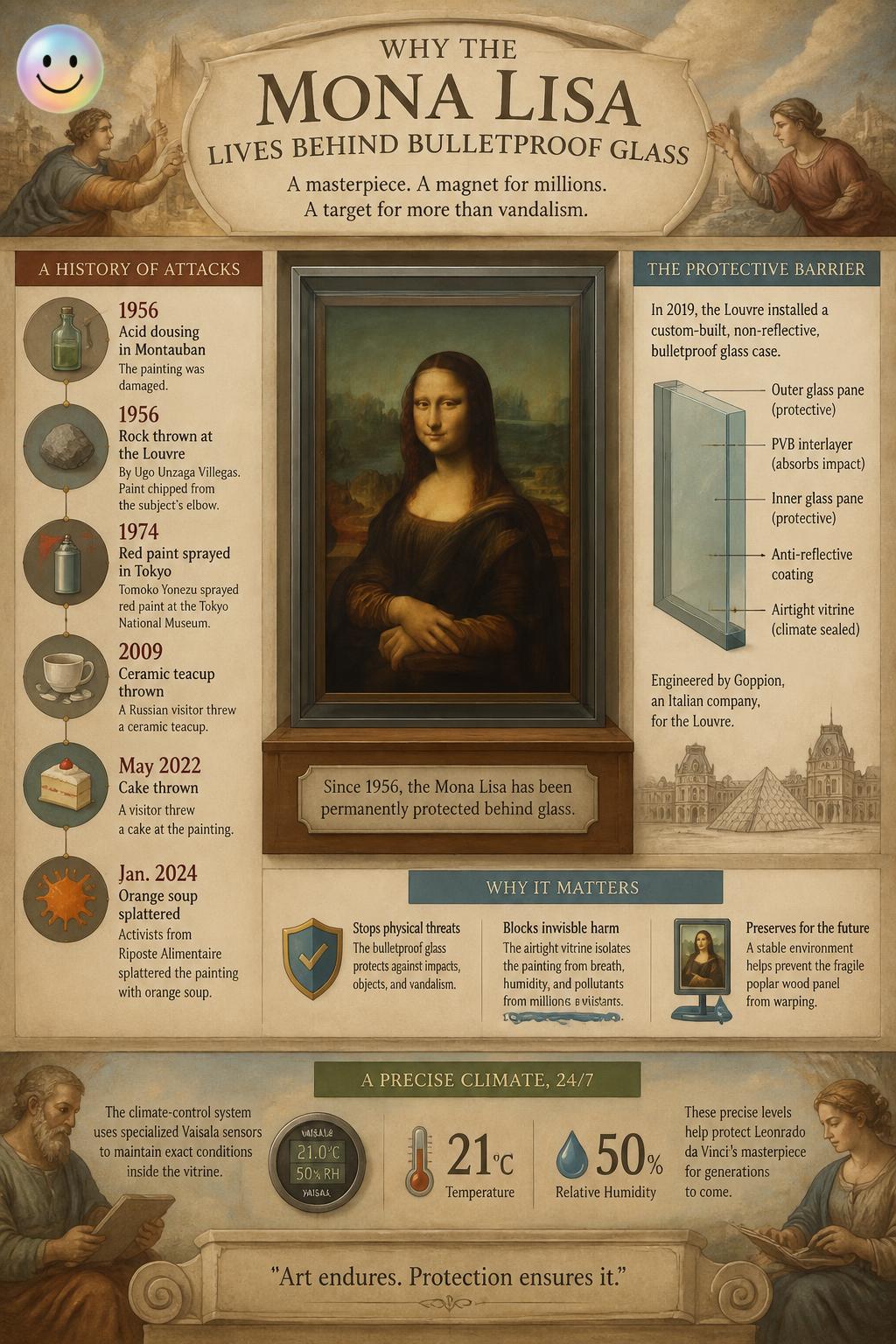 Why the Mona Lisa lives behind bulletproof glass