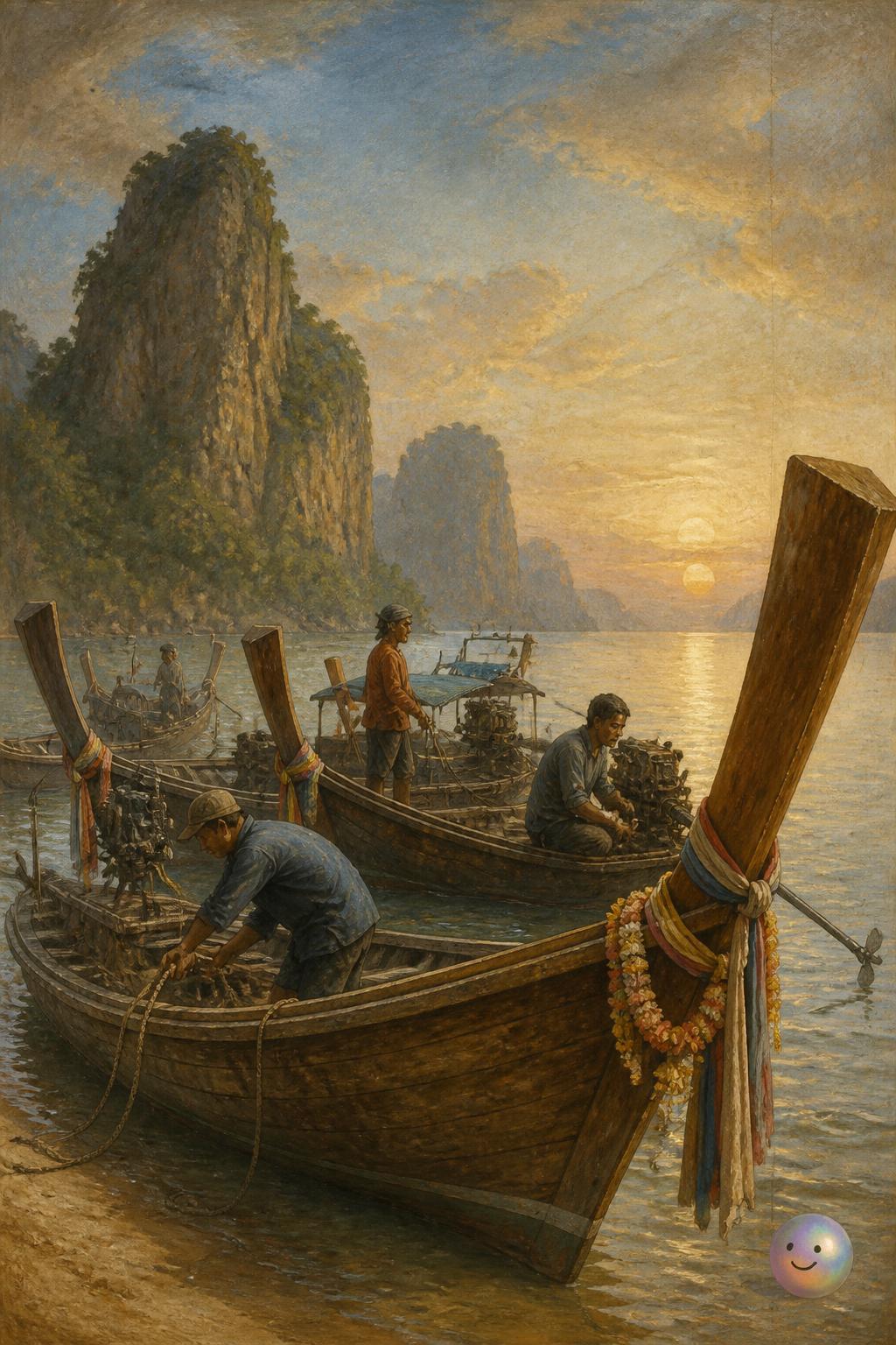 Thailand Floating Markets at Sunrise