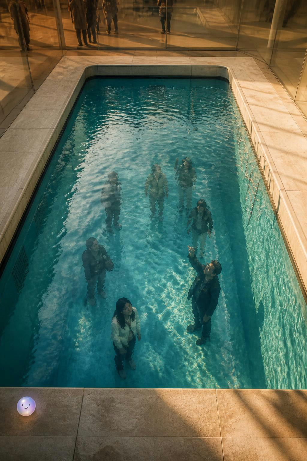 This museum pool is actually dry inside, letting you walk beneath the water.