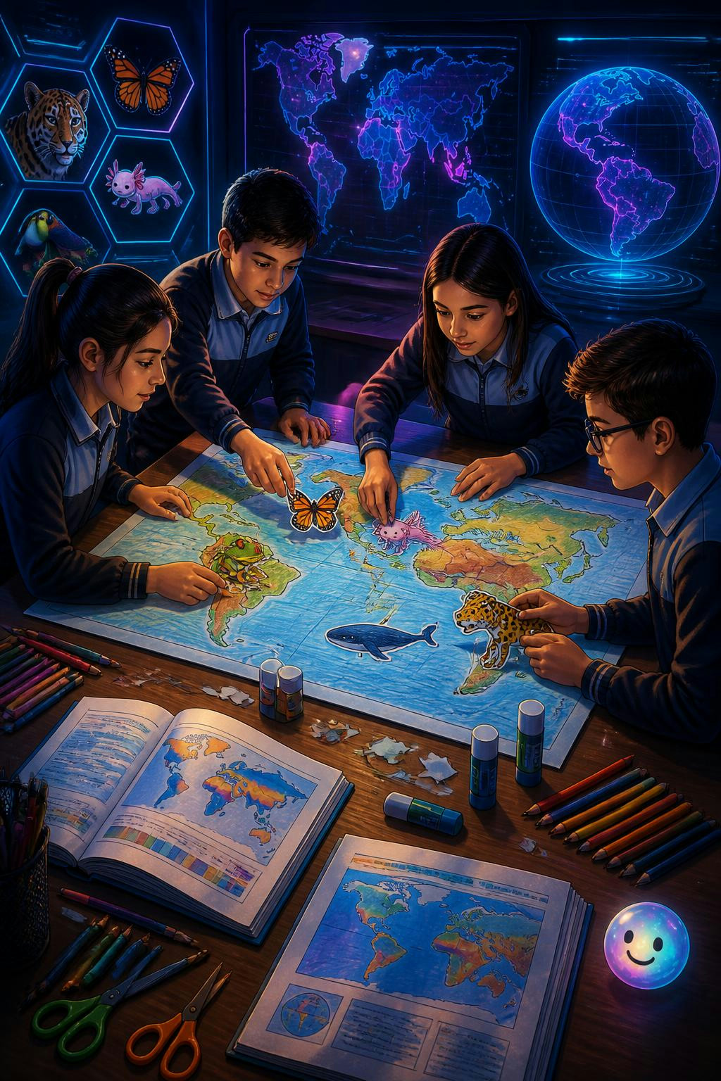 Los estudiantes de sexto de primaria de la SEP diseñan mapas sobre la megadiversidad global