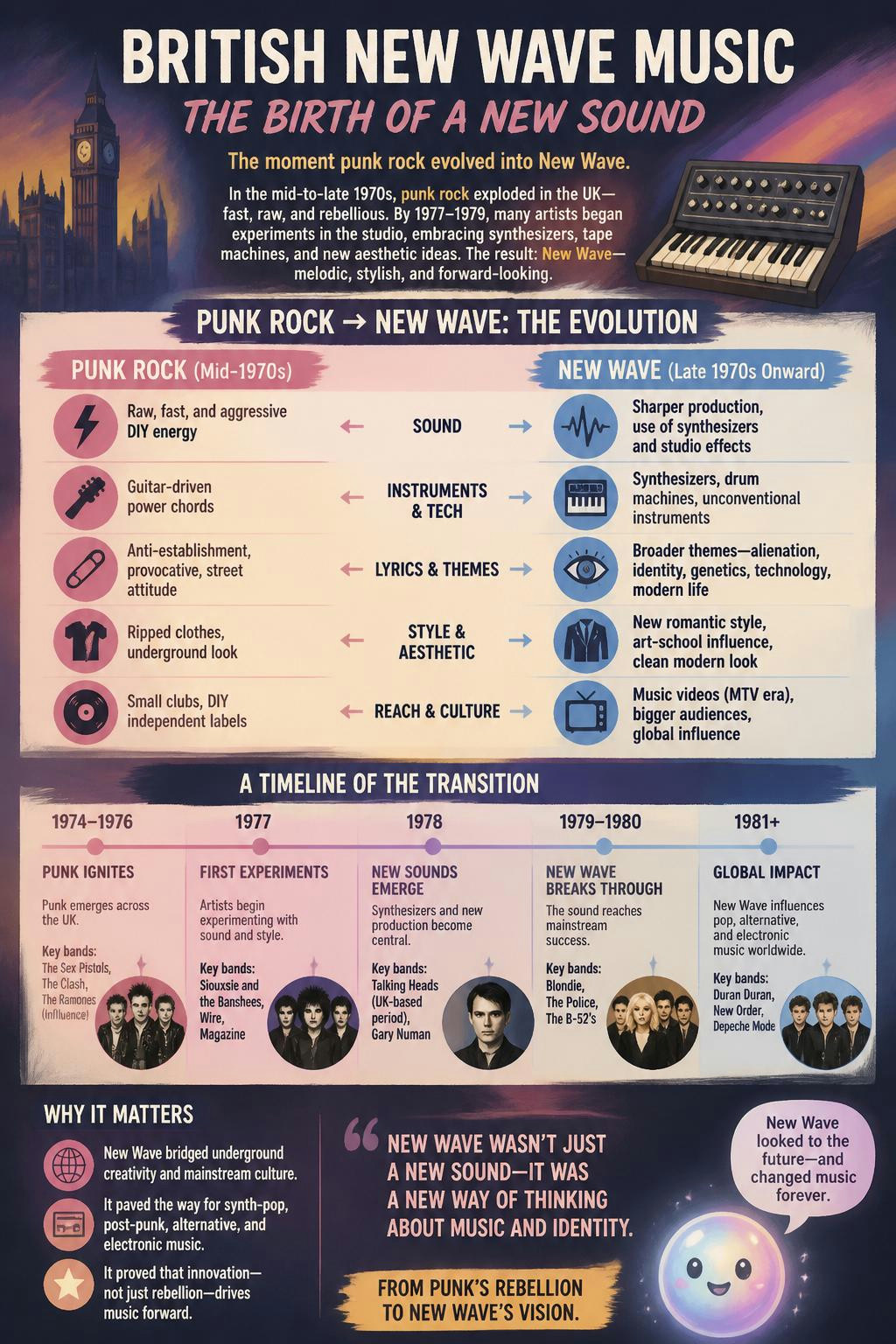 New Wave was basically punk rock trading its safety pins for synthesizers.
