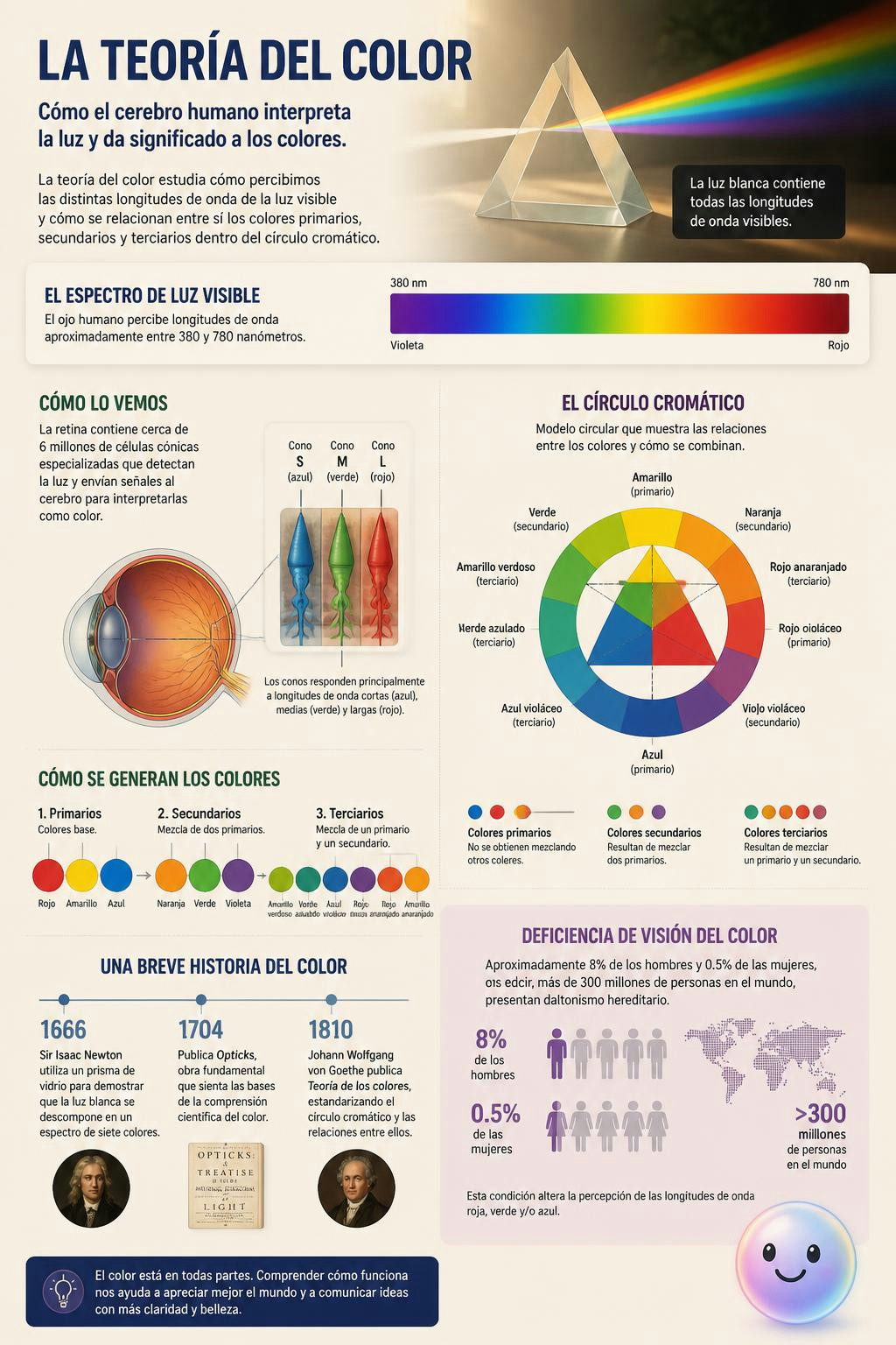 Los colores no existen afuera: tu cerebro traduce ondas de luz para crearlos.