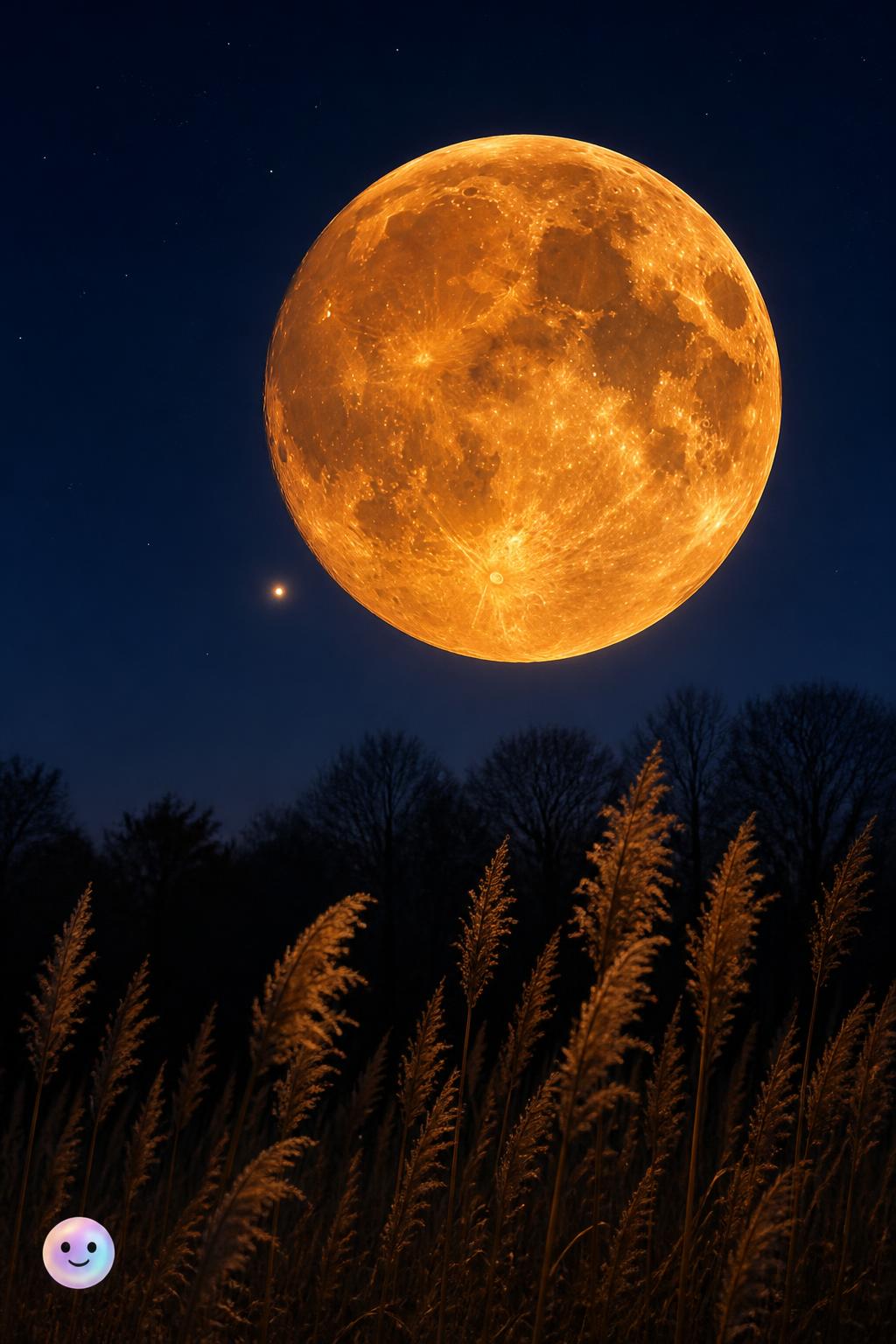 La Luna de Cosecha y el planeta Saturno brillan juntos en el firmamento.