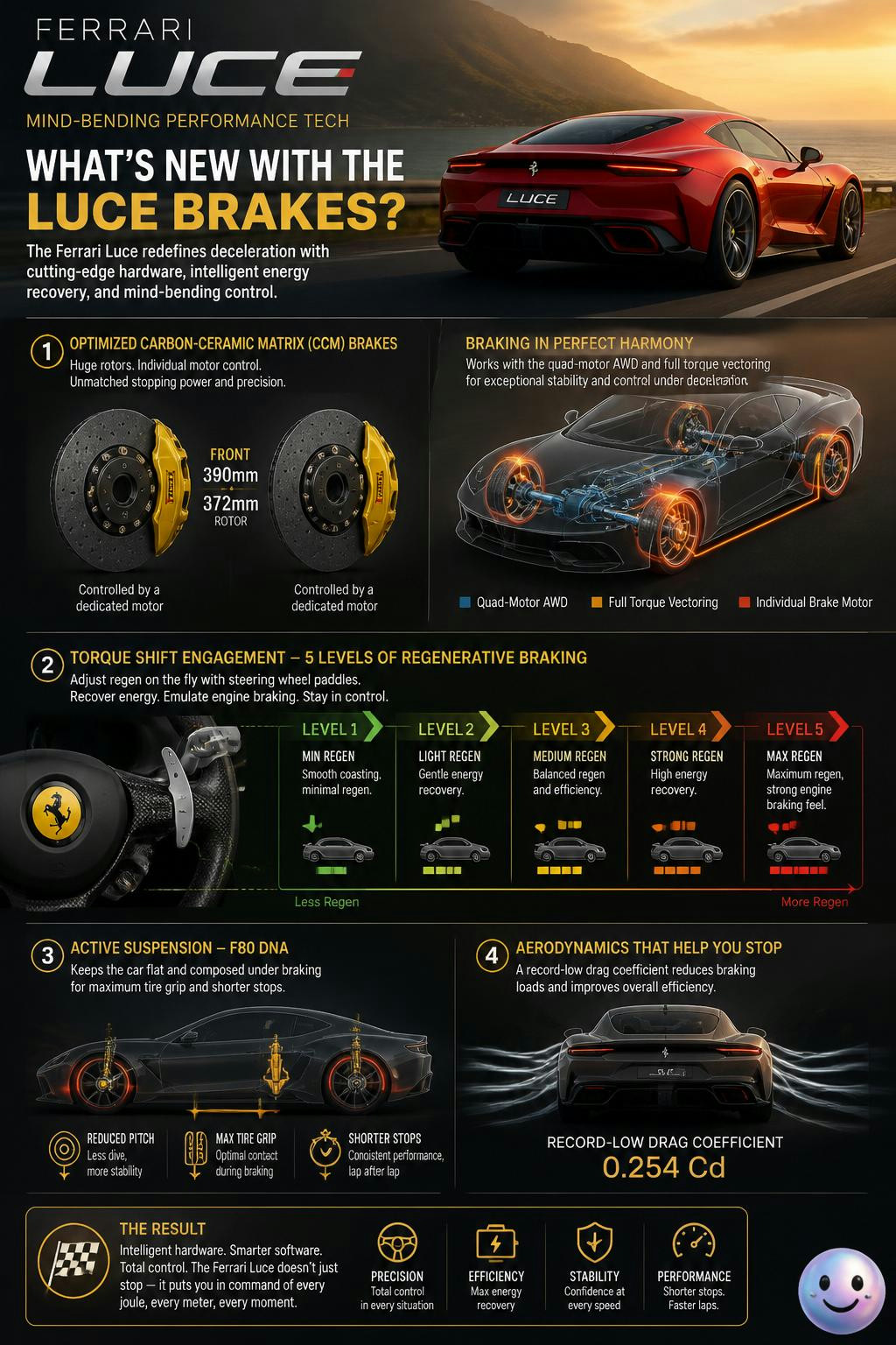 These new Ferrari brakes actually recharge the battery the harder you stop.