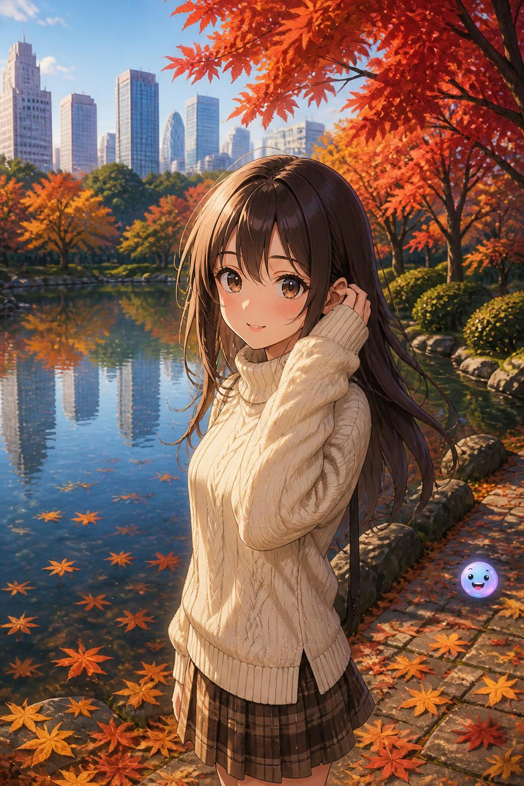 El anime imita con gran precisión la iluminación real del otoño en Shinjuku Gyoen