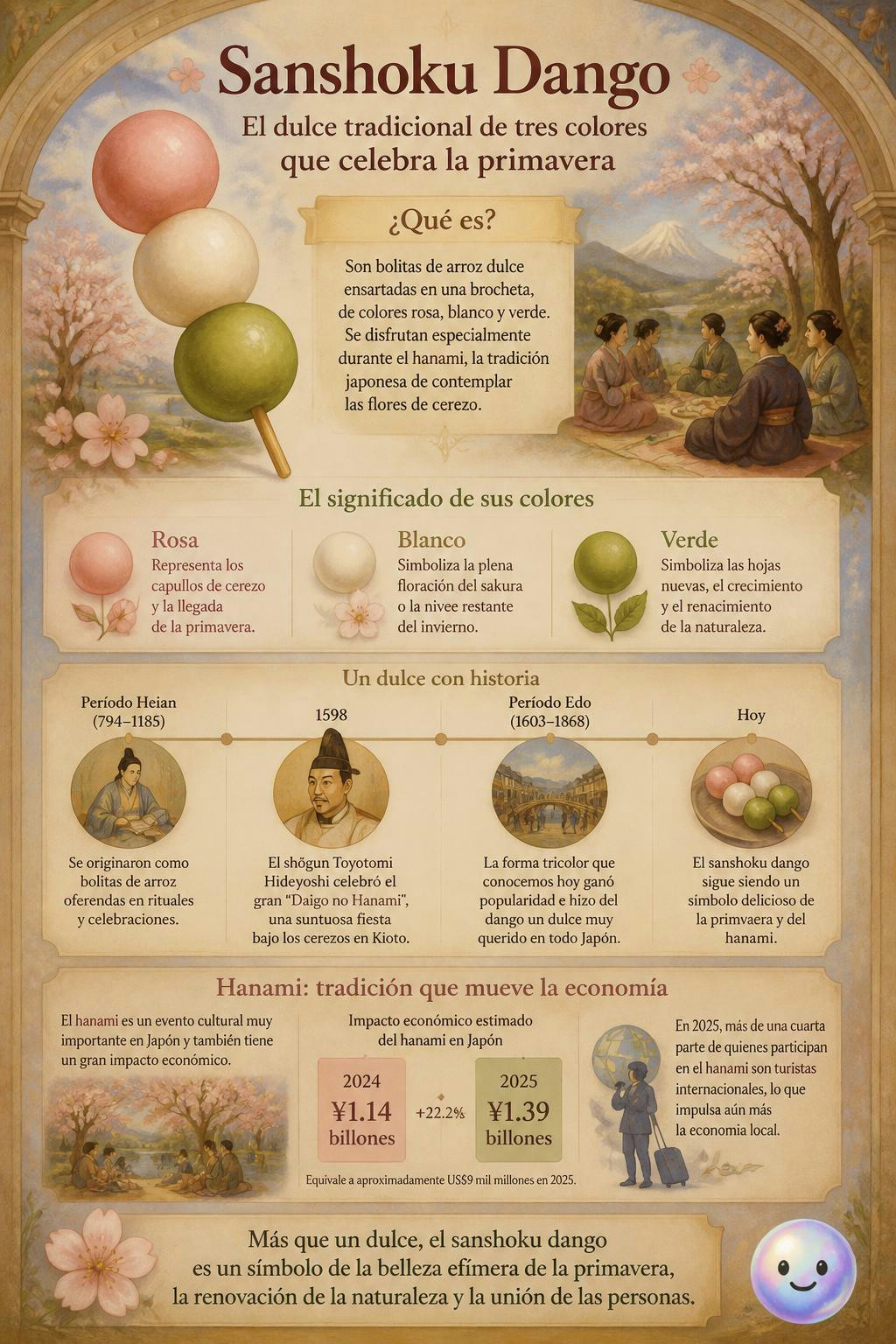 Turns out those three dango colors actually represent the phases of spring!