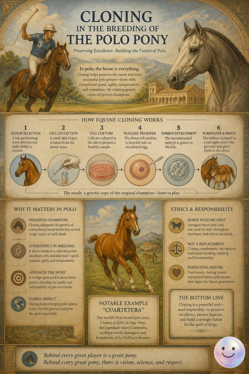 Polo players are actually riding clones of the world's best ponies now.
