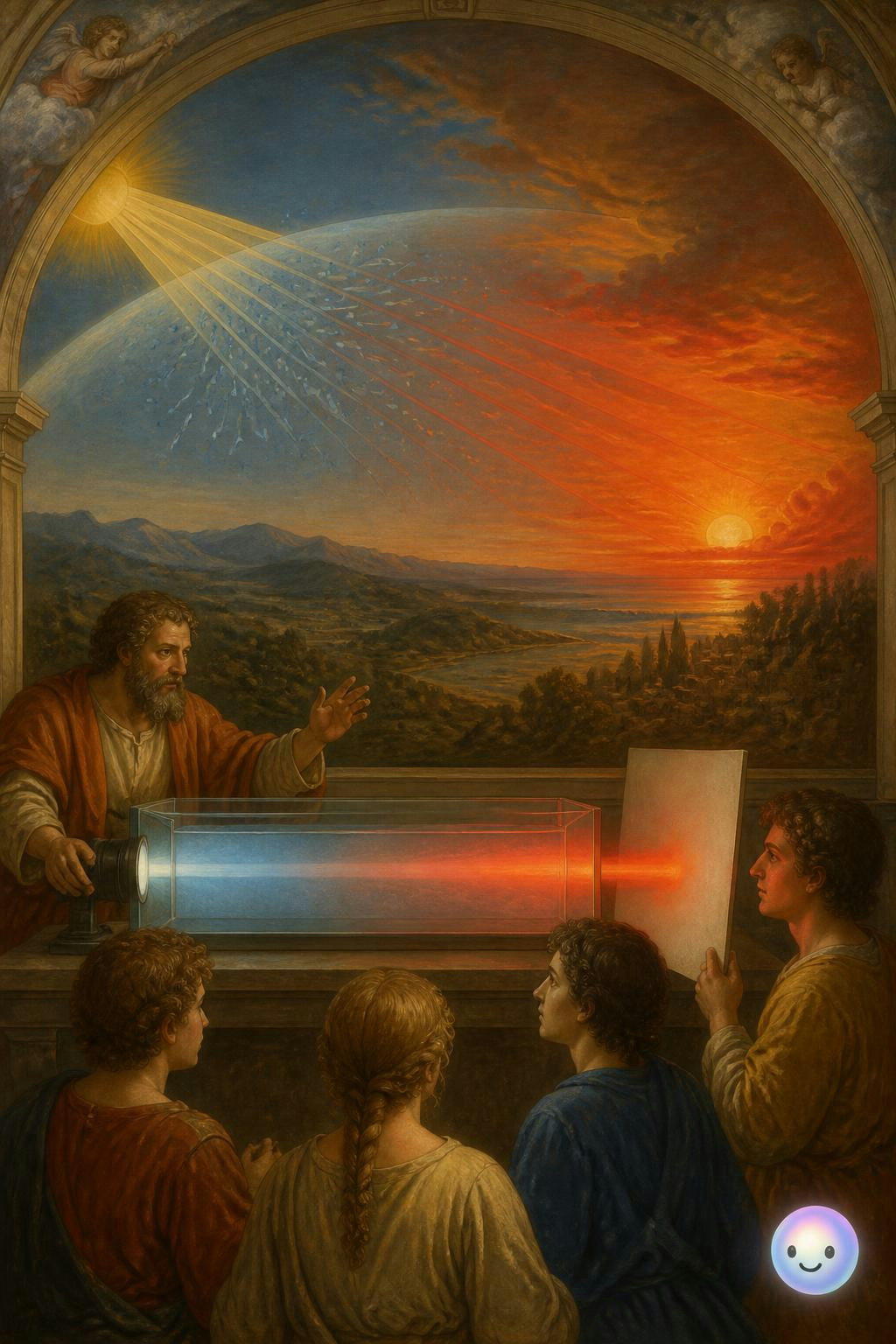 Sunsets look red because blue light scatters away during its long journey through the atmosphere.