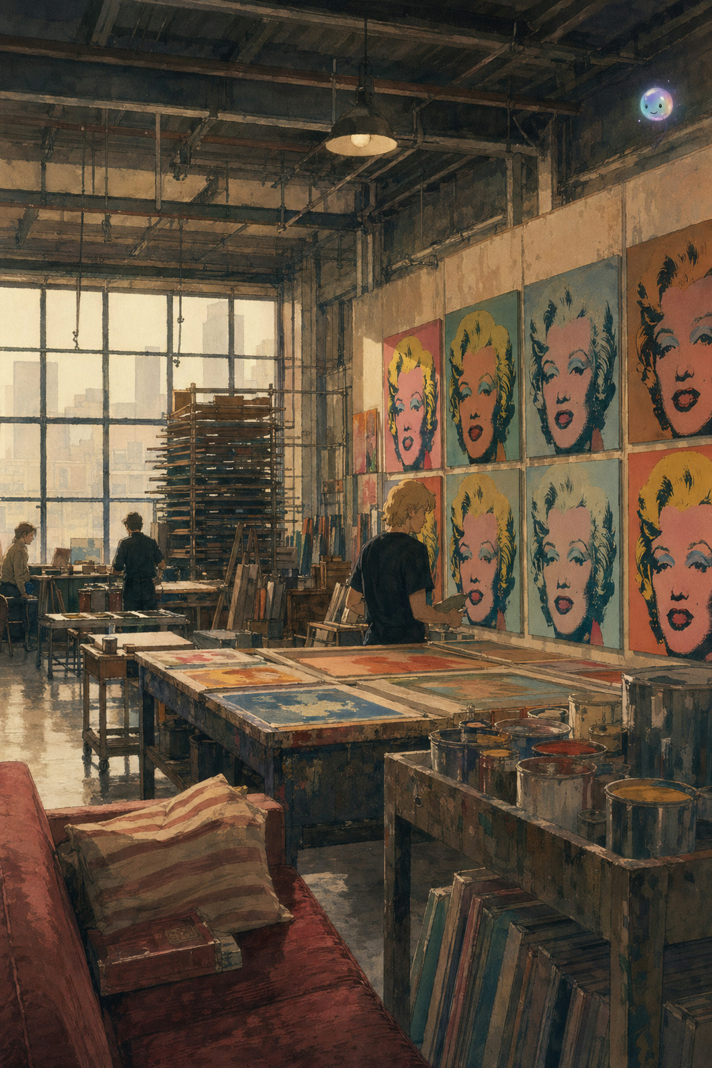 Foto realista metallic installation Andy Warhol factory