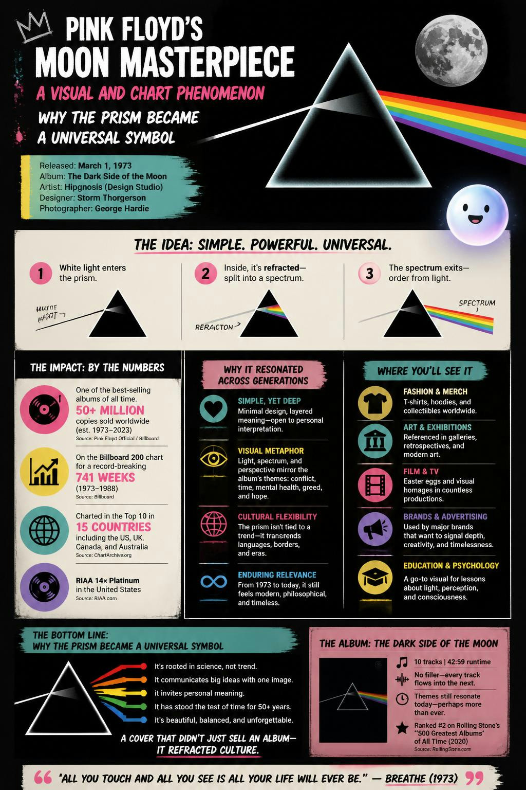 It's crazy how a simple prism became a universal symbol and a chart phenomenon.