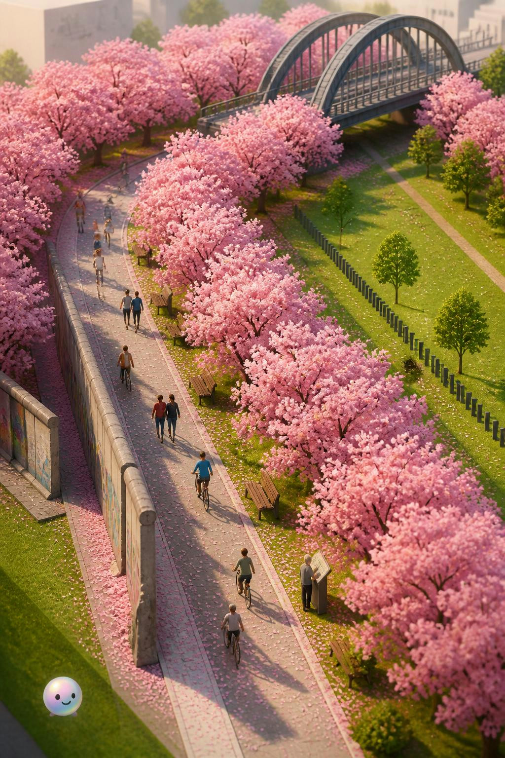 No sabía que donde estaba el Muro de Berlín ahora florecen miles de cerezos.