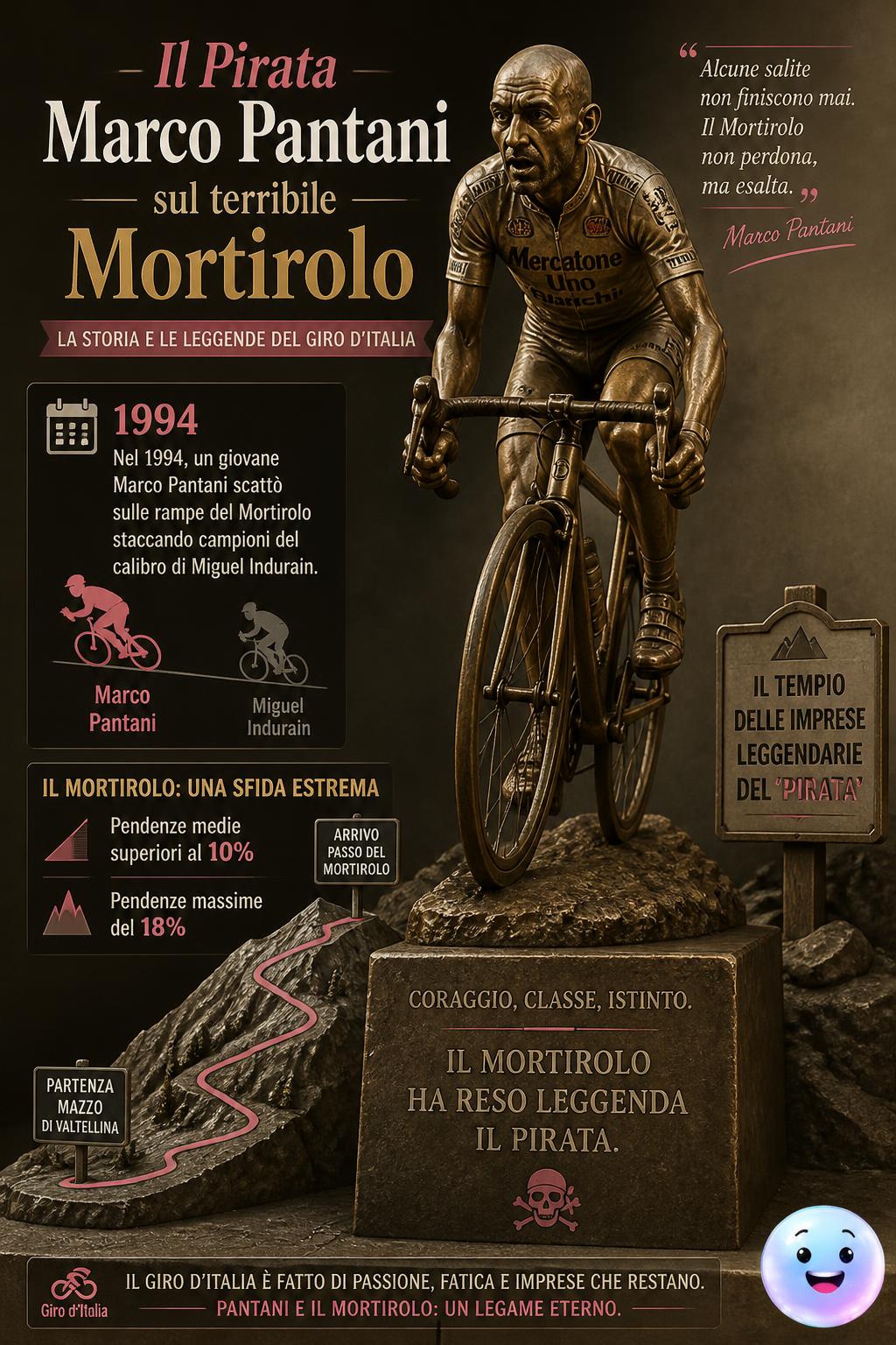Il Pirata Marco Pantani sul terribile Mortirolo