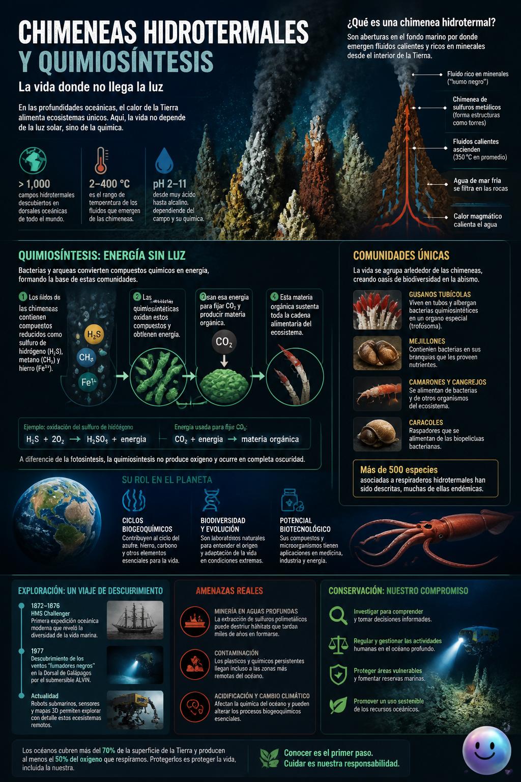 Chimeneas hidrotermales y quimiosíntesis