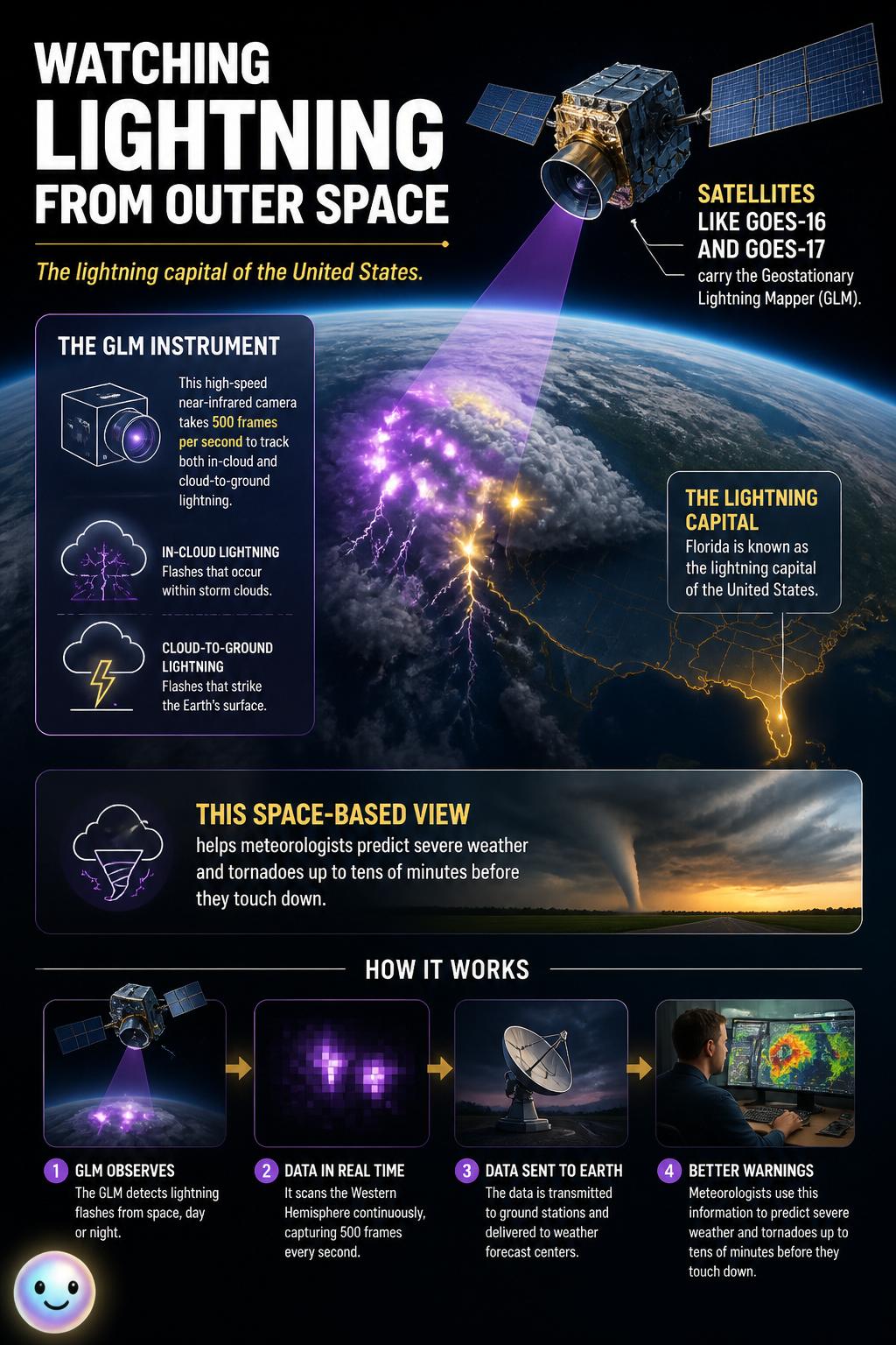 Watching lightning from outer space