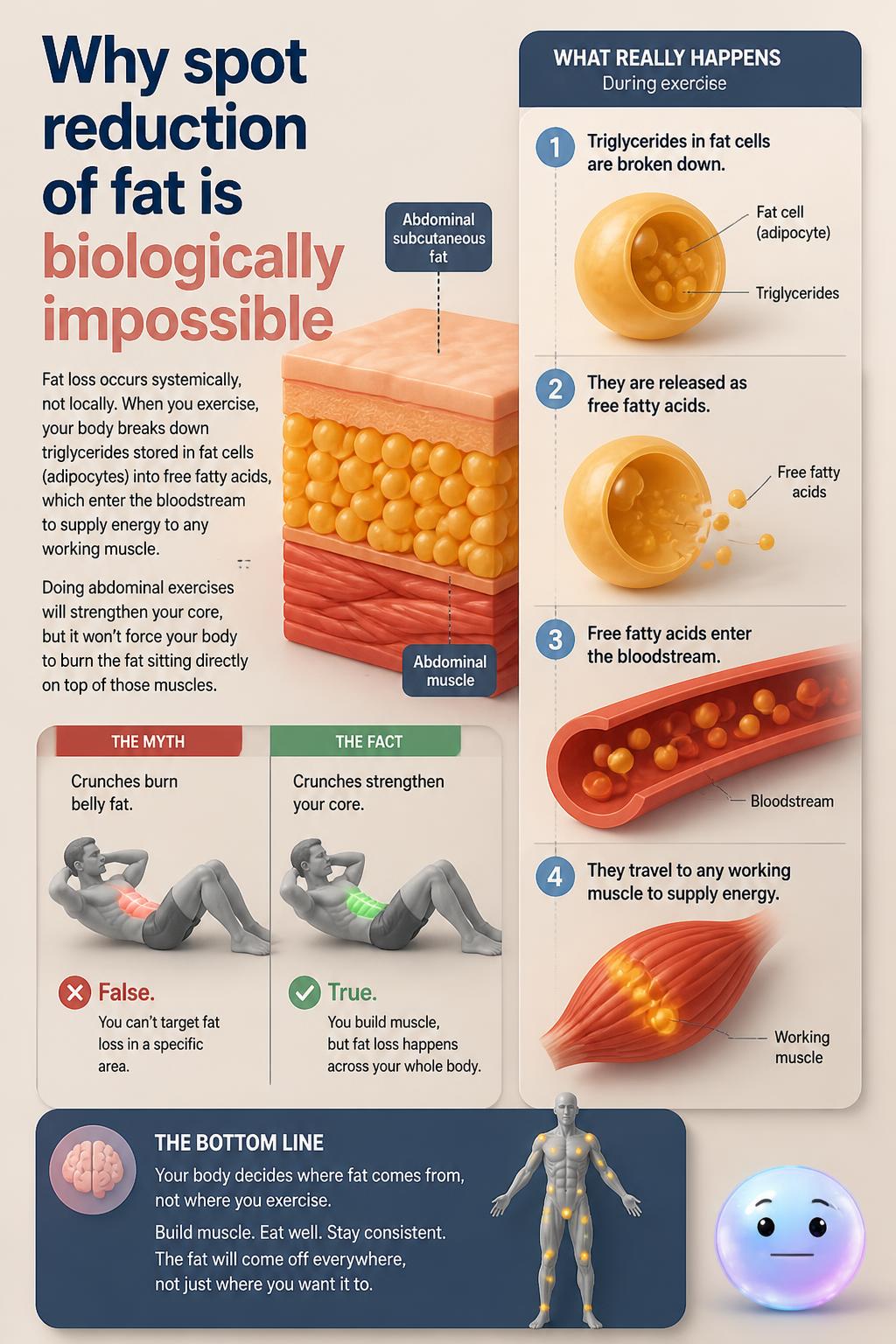 Why spot reduction of fat is biologically impossible