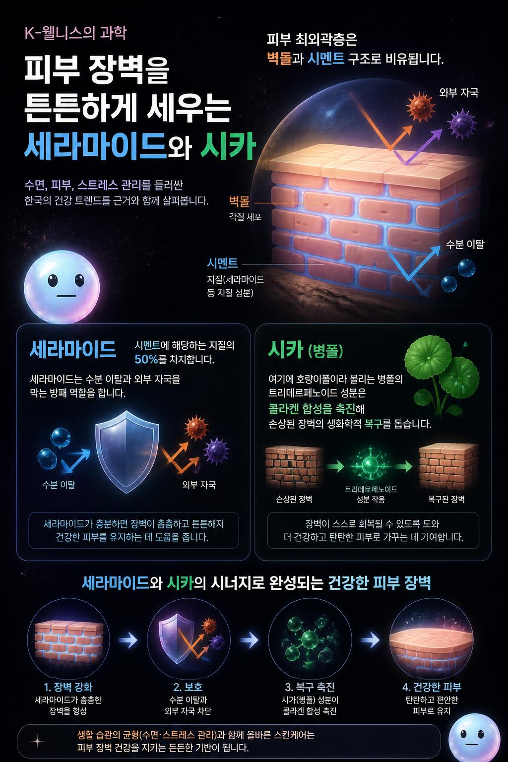 피부 장벽을 튼튼하게 세우는 세라마이드와 시카