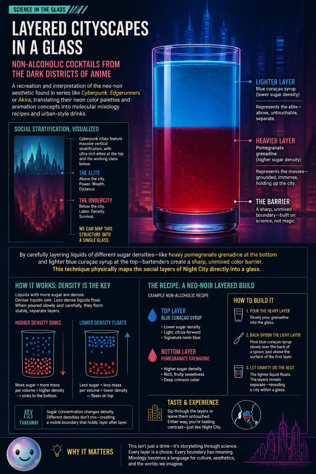 Layered cityscapes in a glass