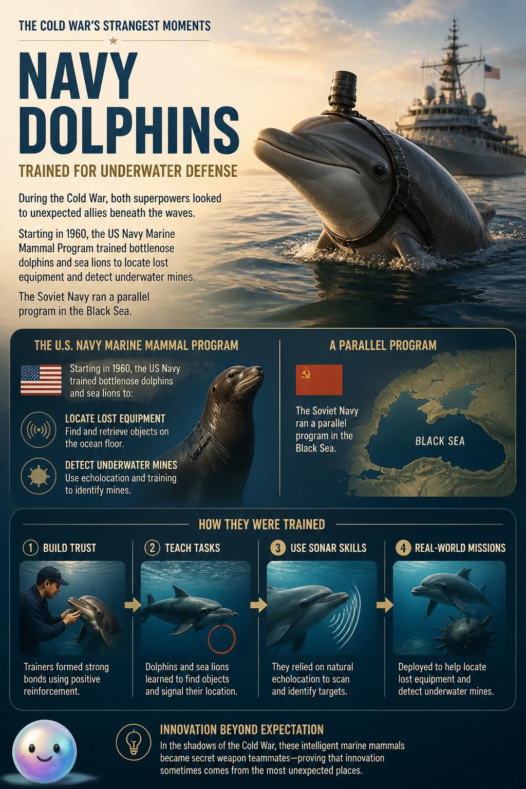 Navy dolphins trained for underwater defense
