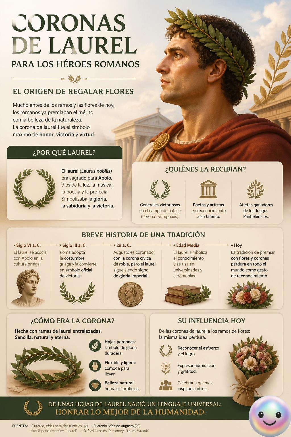 Coronas de laurel para los héroes romanos
