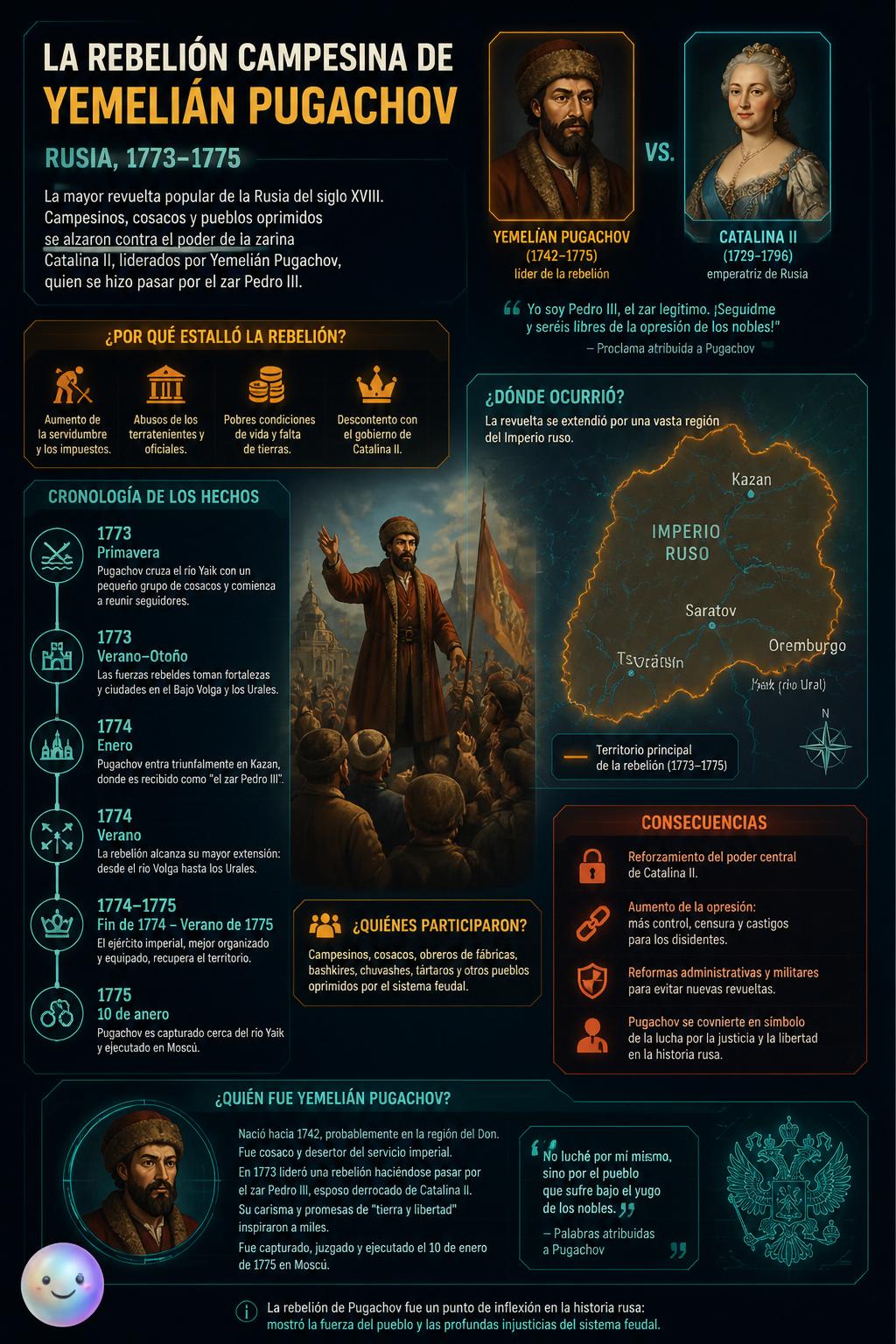 La rebelión campesina de Yemelián Pugachov