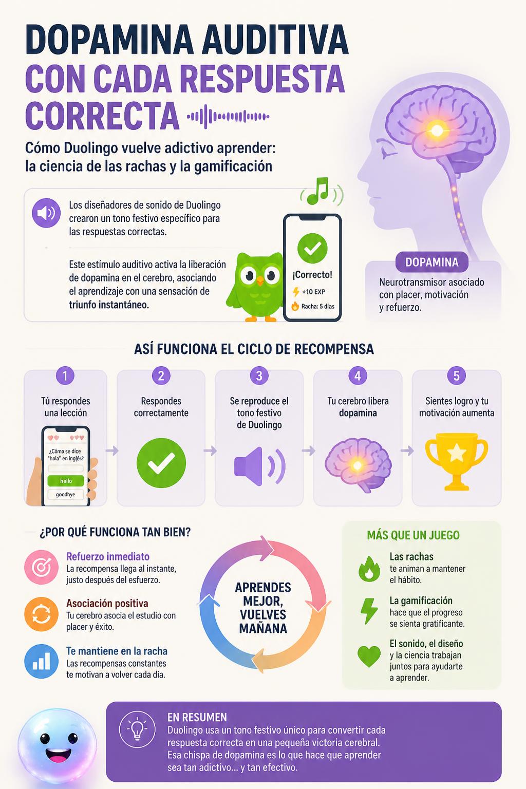 Dopamina auditiva con cada respuesta correcta