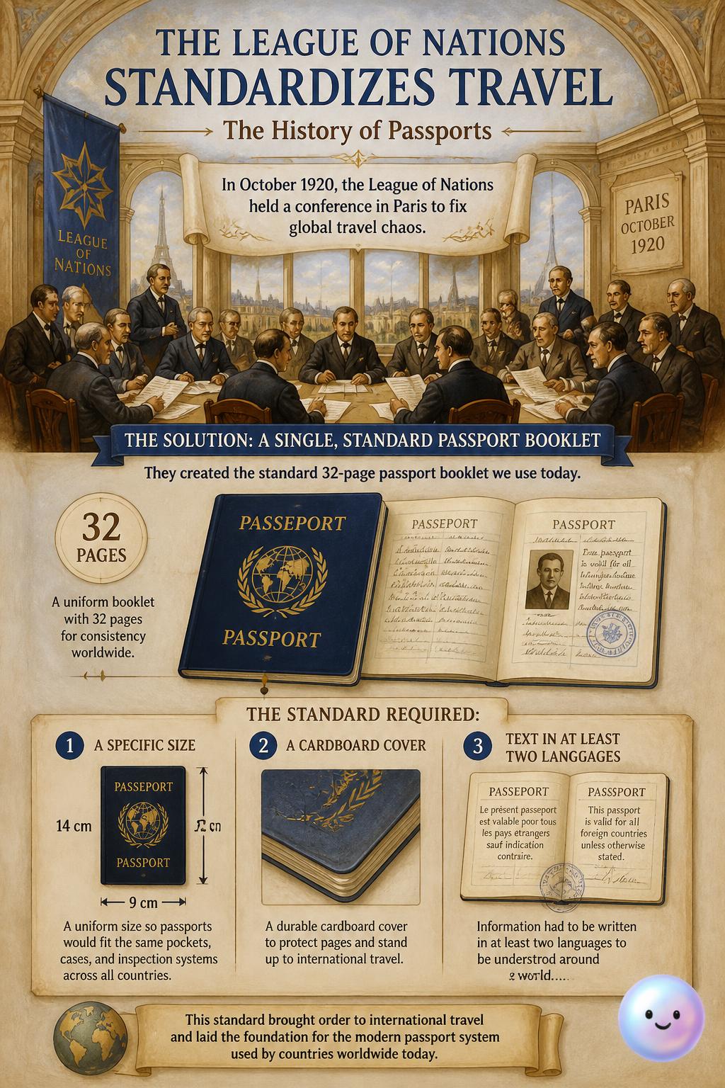 The League of Nations standardizes travel