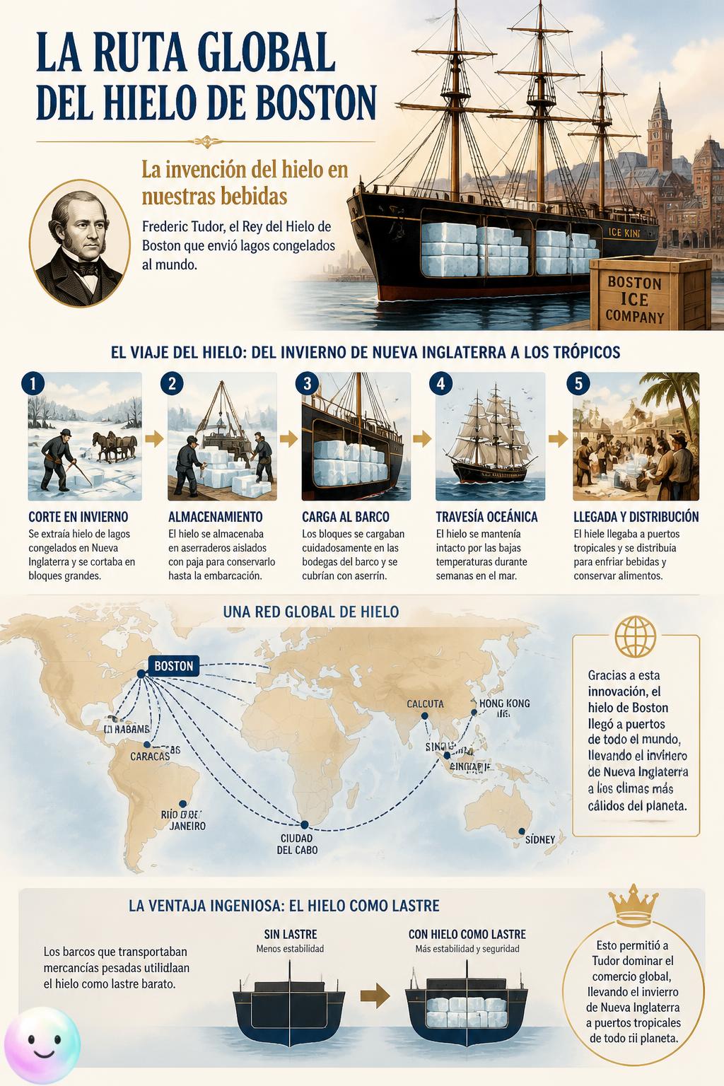 La ruta global del hielo de Boston