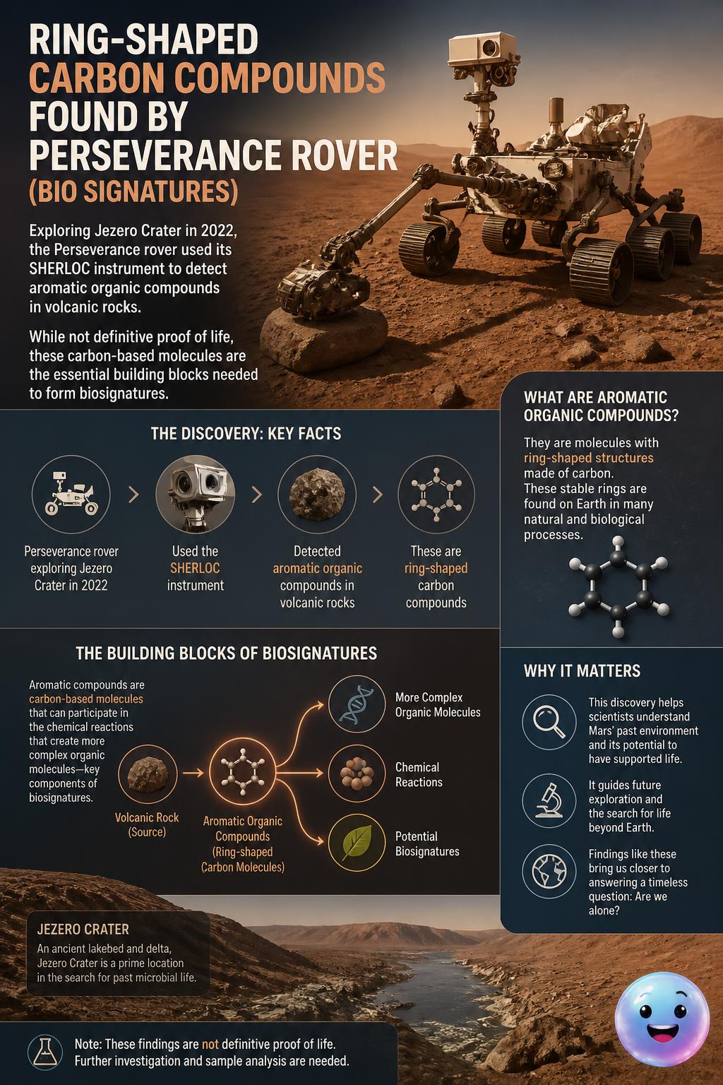 Ring-shaped carbon compounds found by Perseverance rover