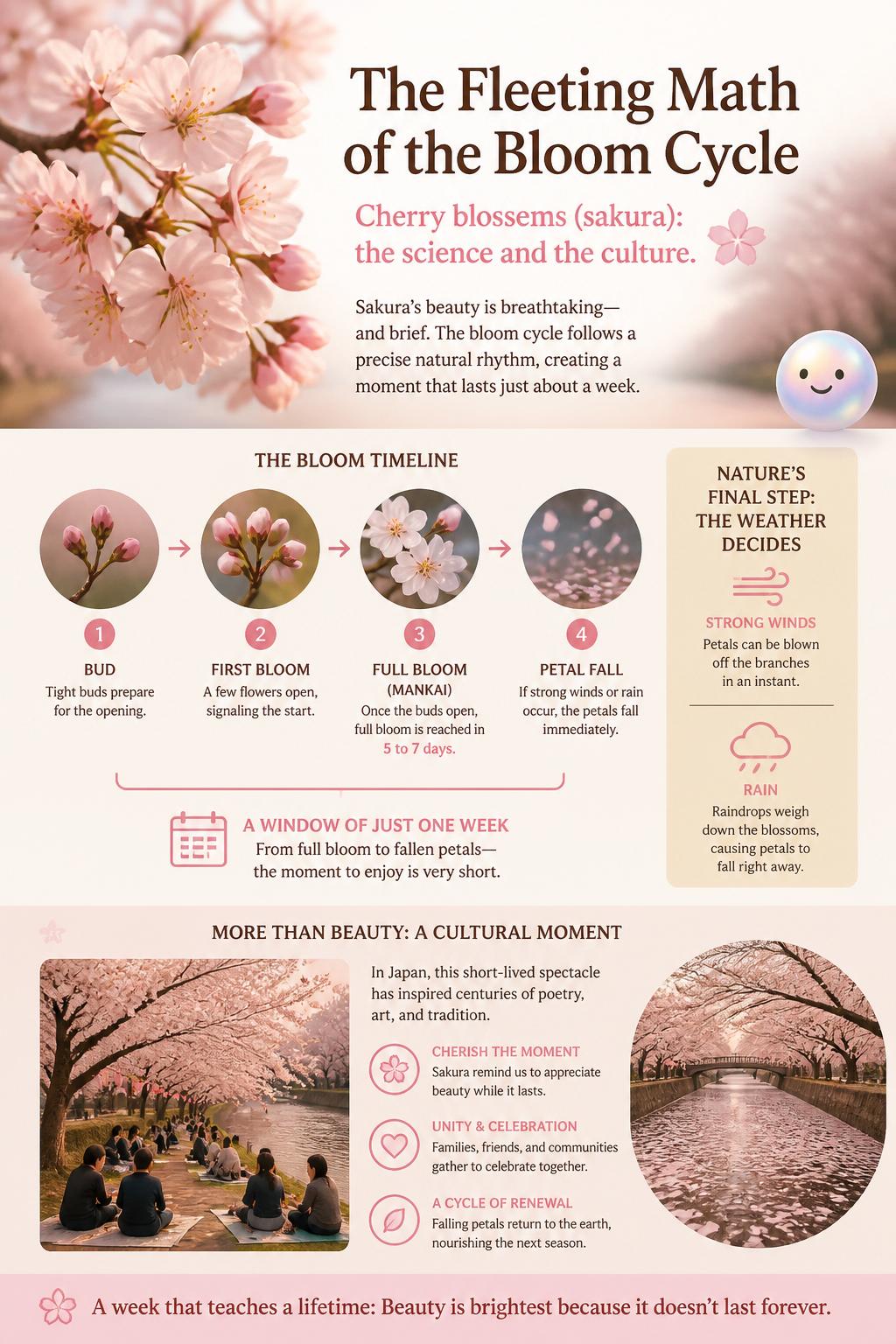 The fleeting math of the bloom cycle