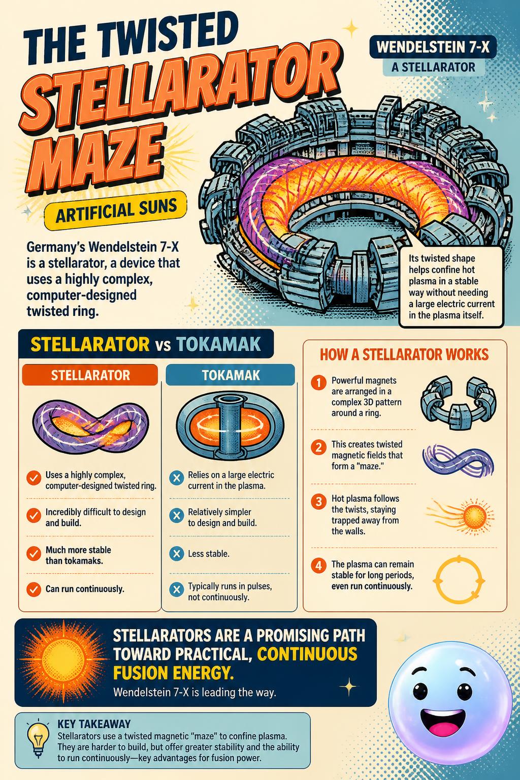 The twisted stellarator maze