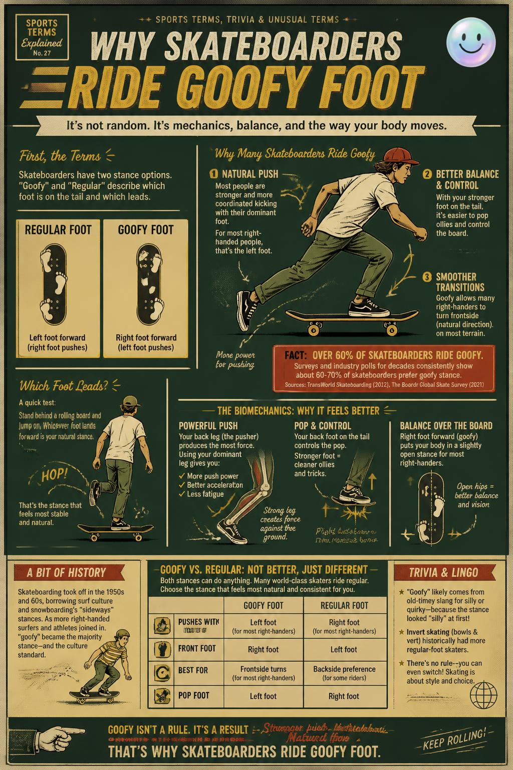 Why skateboarders ride goofy foot